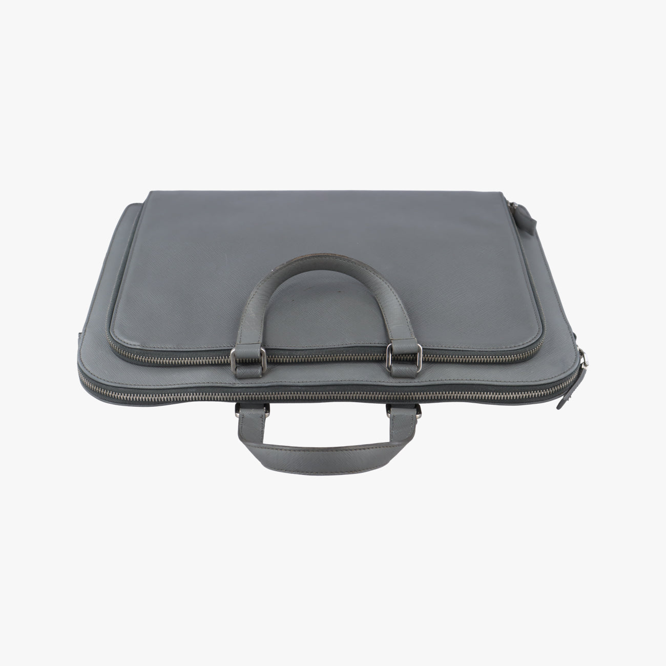 Vintage Prada Triangle Logo Plate Grey Saffiano Leather  handbag | stylenewstar