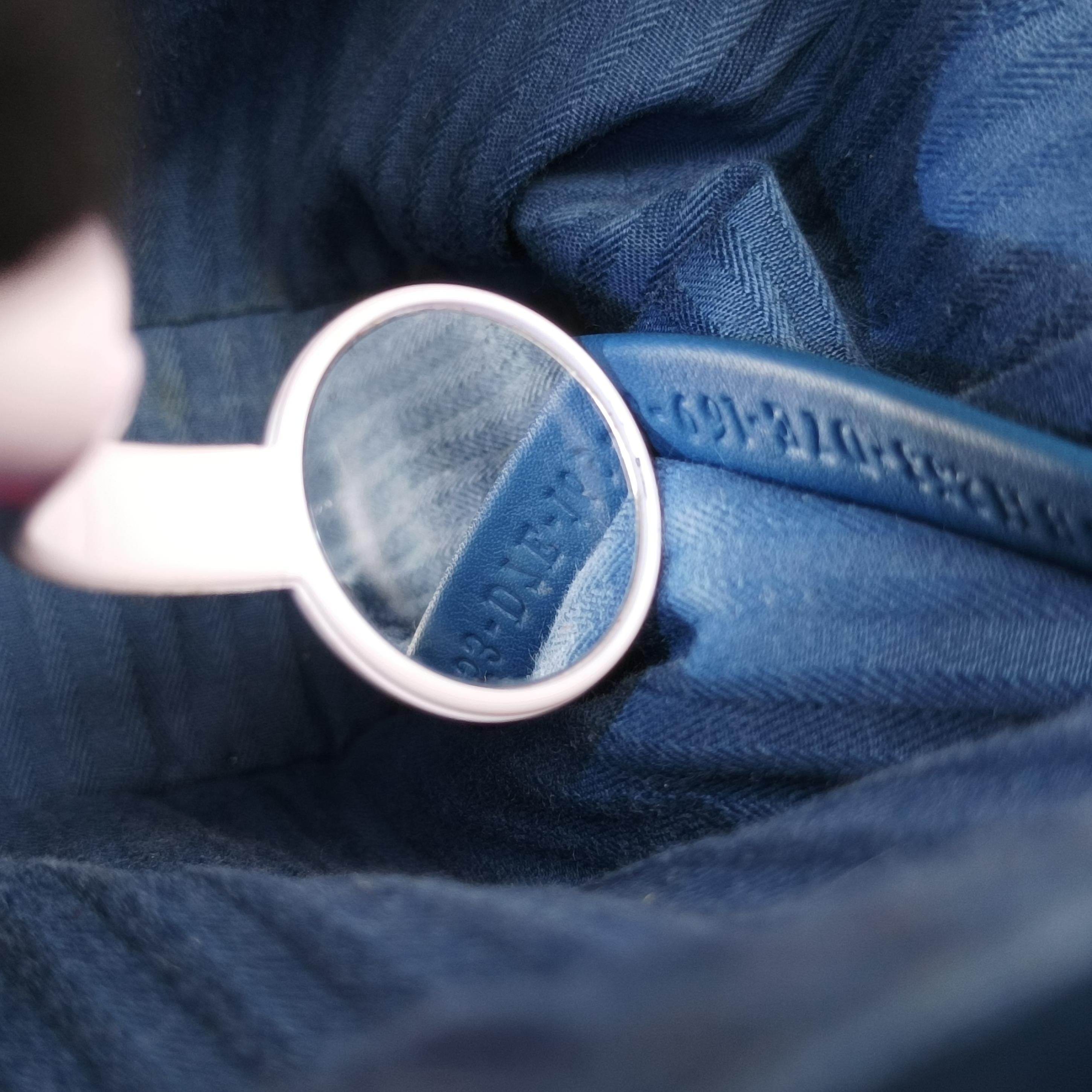 Pre-owned Fendi Petite 2 JOURS Blue Leather 8BH253 shoulderbag | stylenewstar