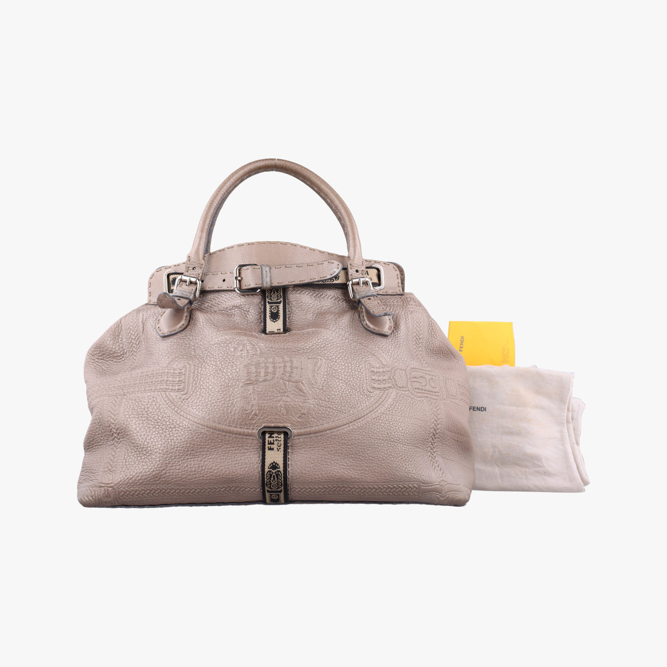 Pre-owned Fendi Selleria Horse Beige Leather 8BN156 shoulderbag | stylenewstar