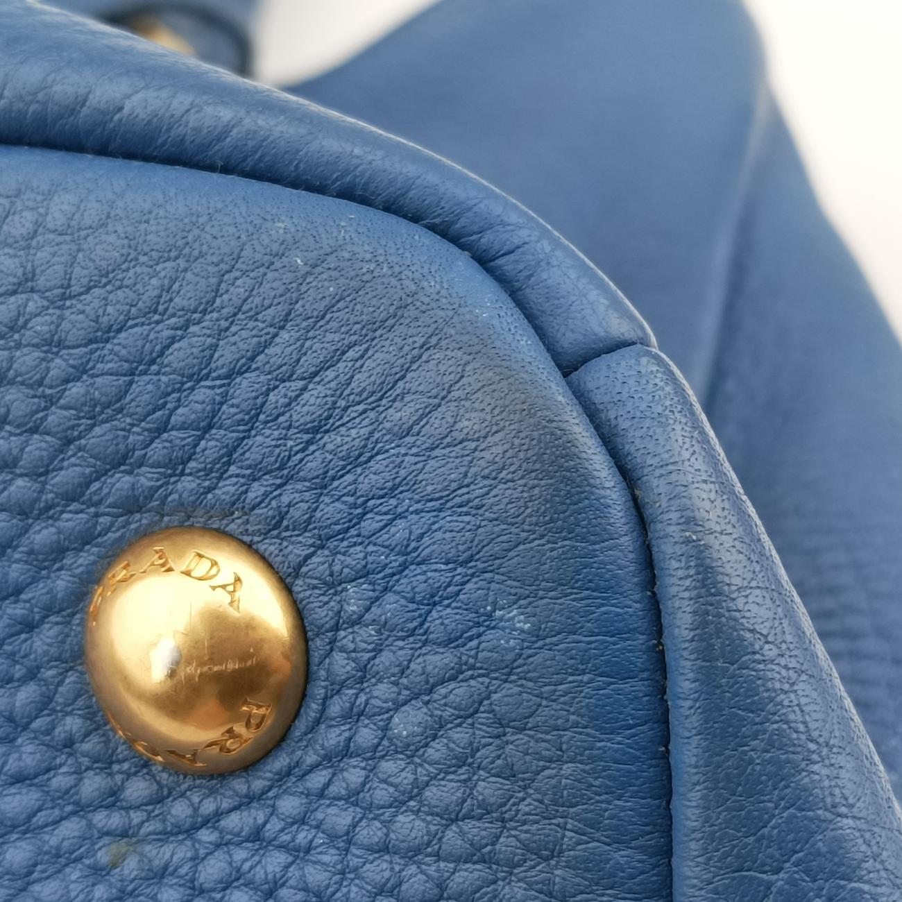 Vintage Prada logo Blue Leather WS7901 handbag | stylenewstar