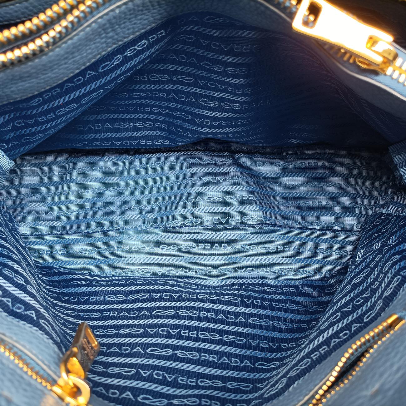 Vintage Prada logo Blue Leather WS7901 handbag | stylenewstar