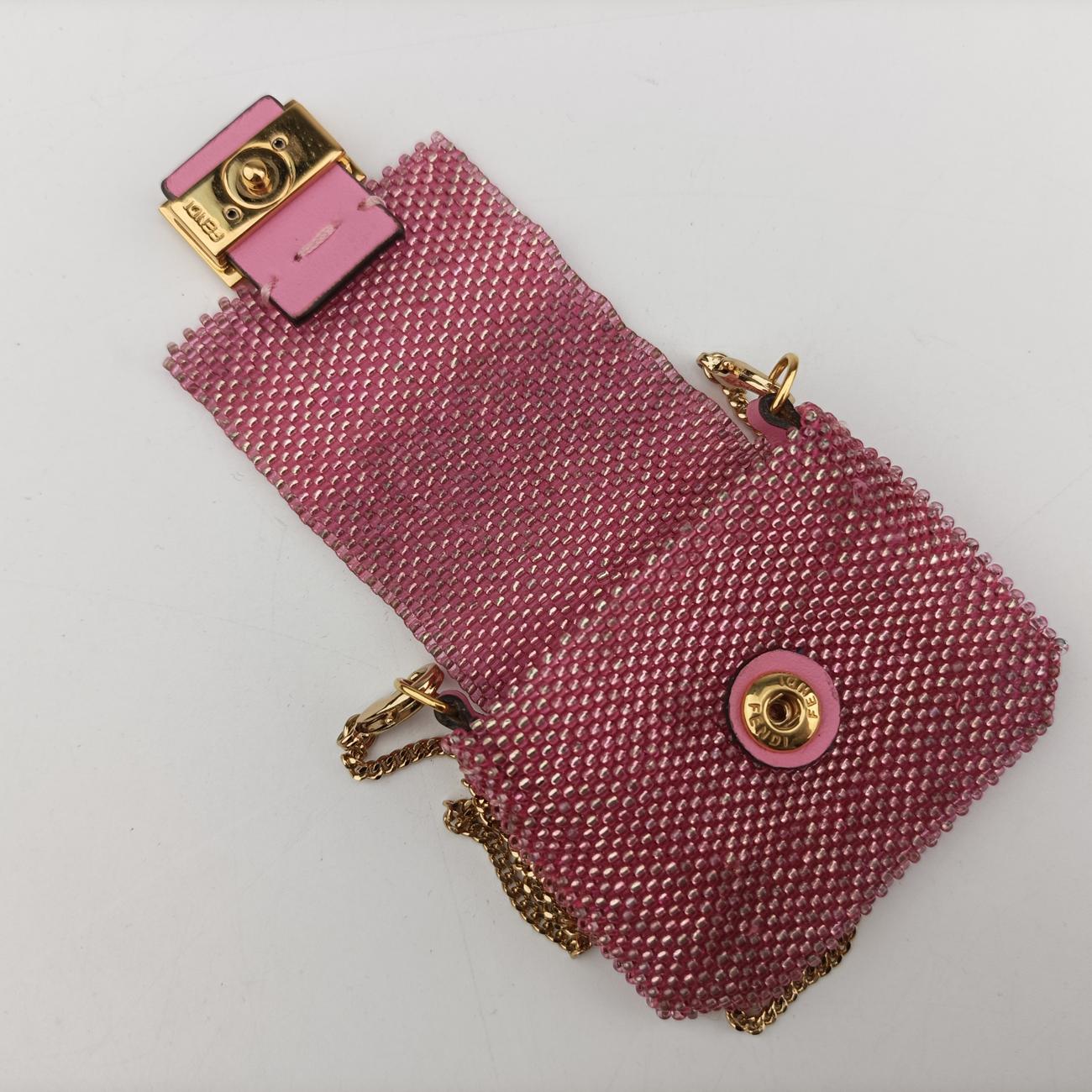 Secondhand Fendi AirPods case Mini Pico Baguette Pink Beaded  shoulderbag | stylenewstar