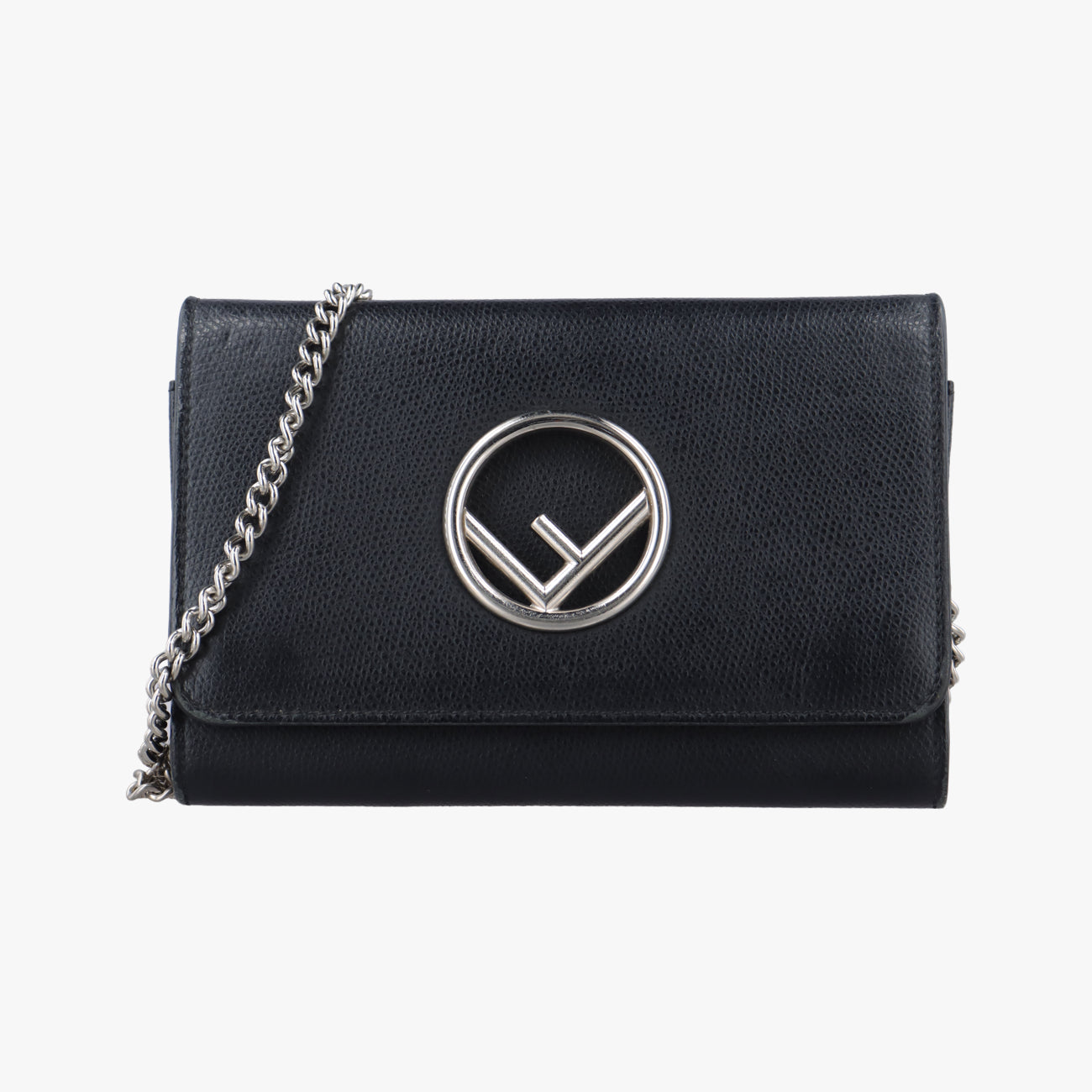 Pre-owned Fendi KAN I F Black Leather 8BS024 shoulderbag | stylenewstar