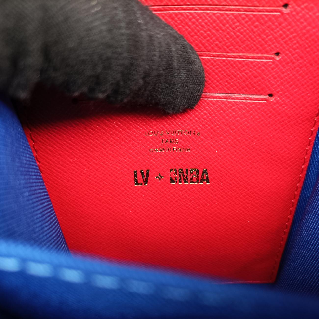 Pre-owned Louis Vuitton LV x NBA SOFT TRANK  PHONE BOX Antarctica x Red x White Monogram Canvas×calf leather M80101 shoulderbag | stylenewstar