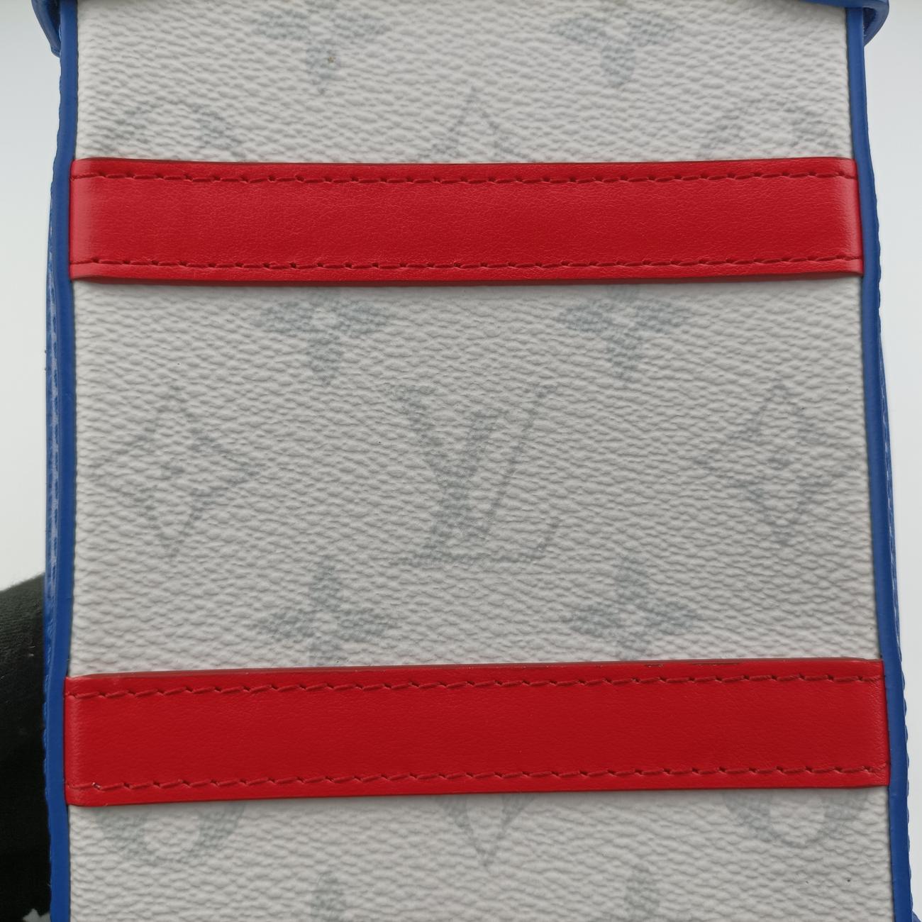 Pre-owned Louis Vuitton LV x NBA SOFT TRANK  PHONE BOX Antarctica x Red x White Monogram Canvas×calf leather M80101 shoulderbag | stylenewstar