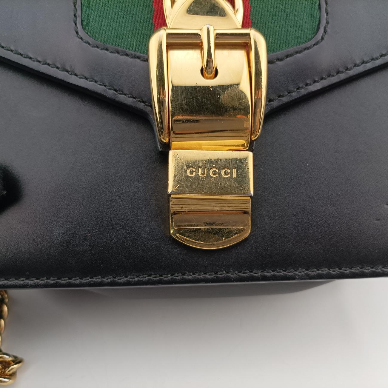 Vintage Gucci Sylvie Black×red×Green Leather 431666 shoulderbag | stylenewstar