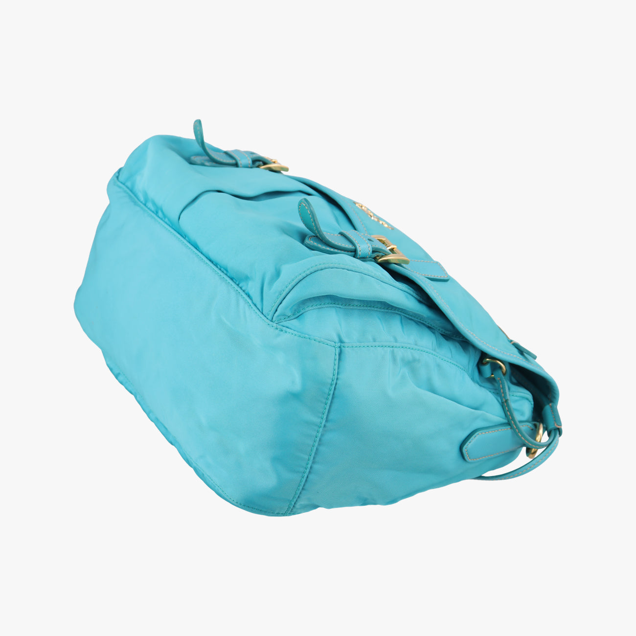 Pre-owned Prada buckle messenger Blue Nylon  shoulderbag | stylenewstar