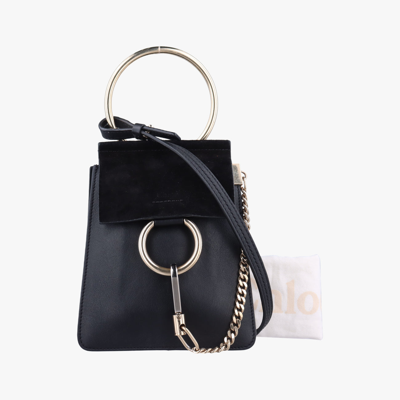 Pre-owned Chloe FAYE Black Leather × suede  shoulderbag | stylenewstar