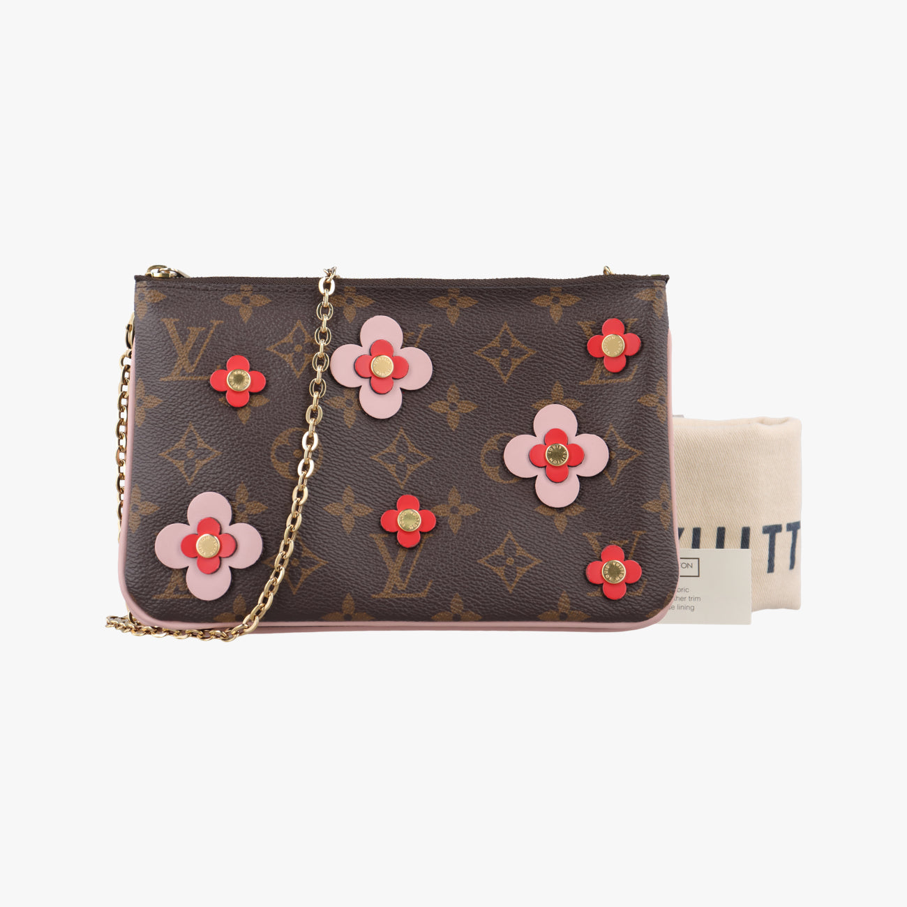 Pre-owned Louis Vuitton Pochette Double Zip Blooming Flowers brown×multi Monogram Canvas M63905 shoulderbag | stylenewstar