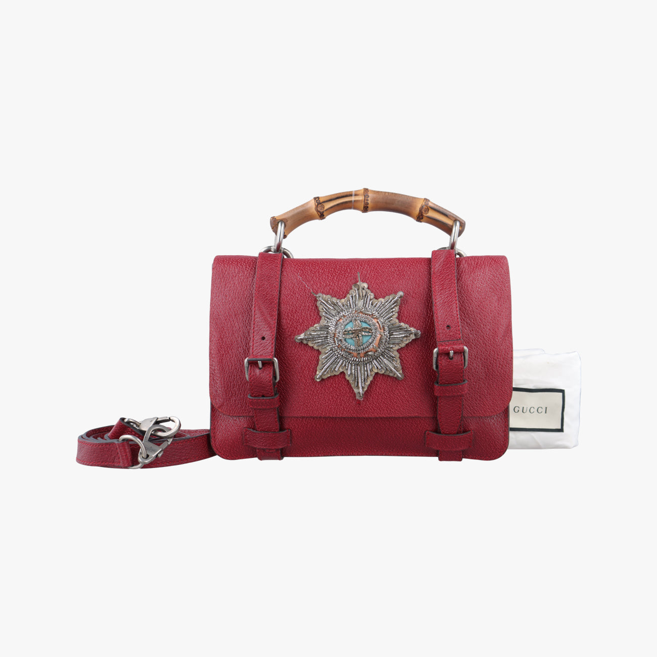 Pre-owned Gucci Bamboo Red Leather 484676 shoulderbag | stylenewstar