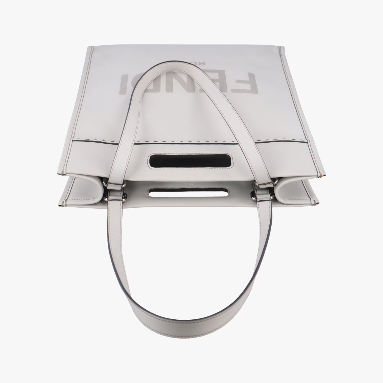 Pre-owned Fendi Shopper White Leather 7VA481 shoulderbag | stylenewstar