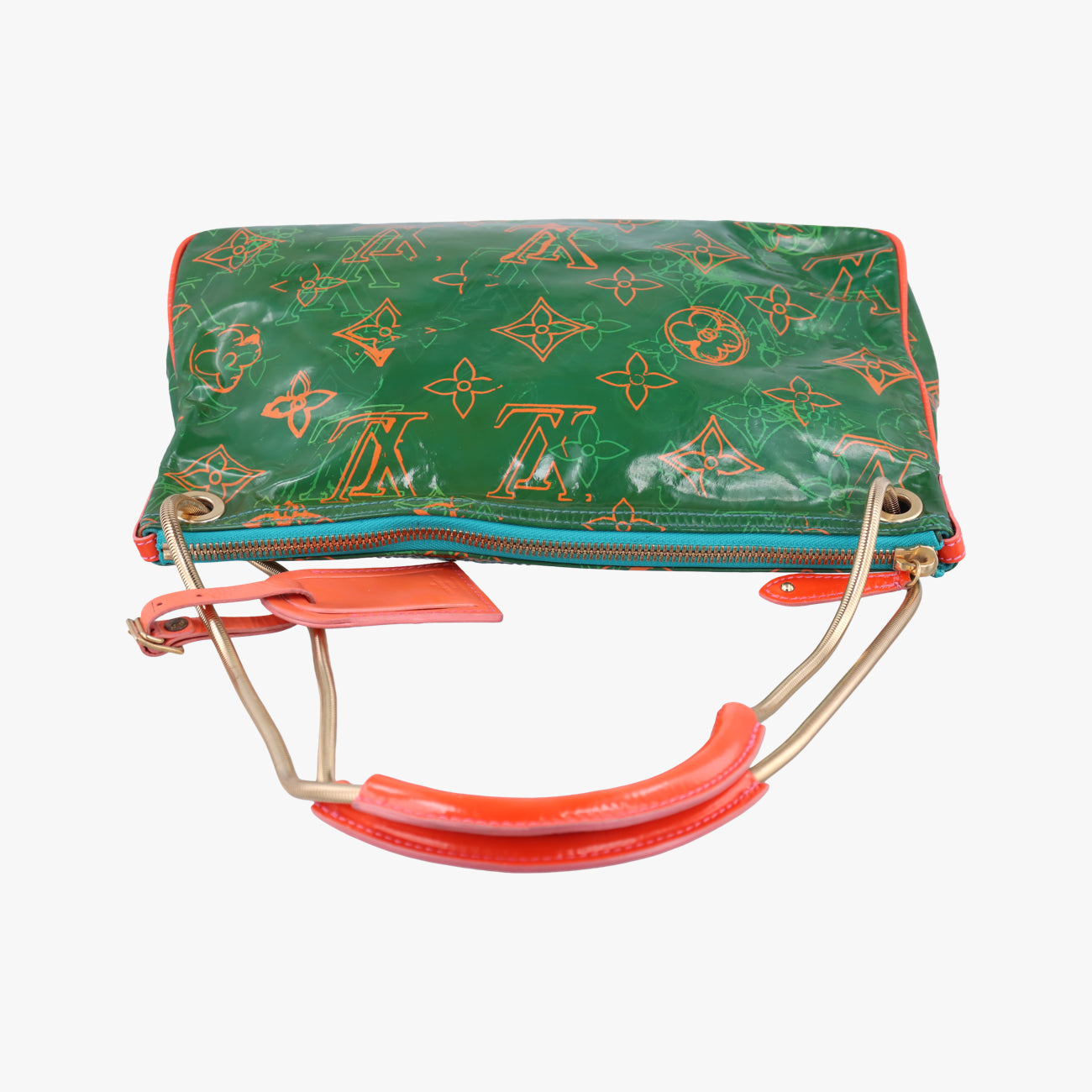 Pre-owned Louis Vuitton Monogram Bonbon Green×Orange Vernis M95748 handbag | stylenewstar