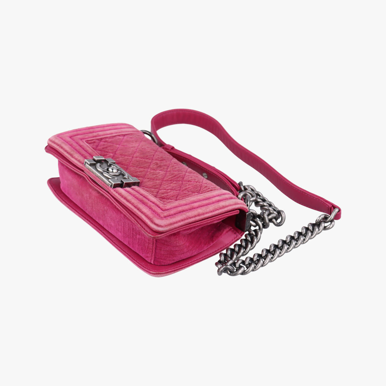 Pre-owned Chanel BOY CHANEL Purple velour A67416 shoulderbag | stylenewstar