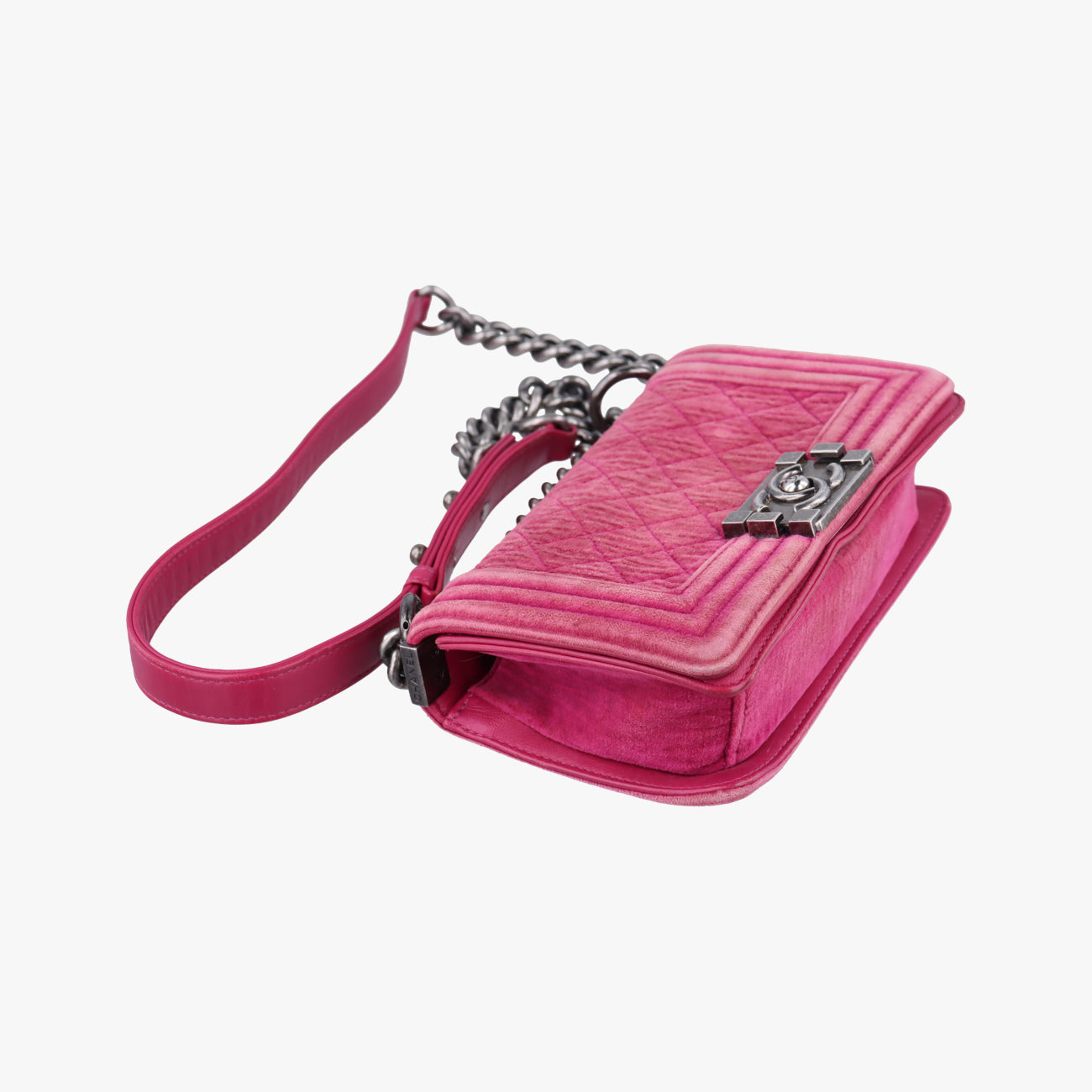 Pre-owned Chanel BOY CHANEL Purple velour A67416 shoulderbag | stylenewstar