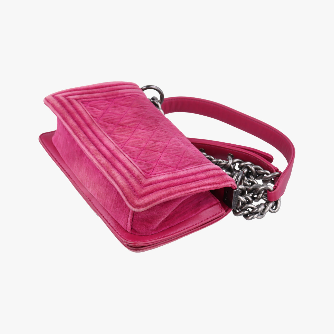 Pre-owned Chanel BOY CHANEL Purple velour A67416 shoulderbag | stylenewstar