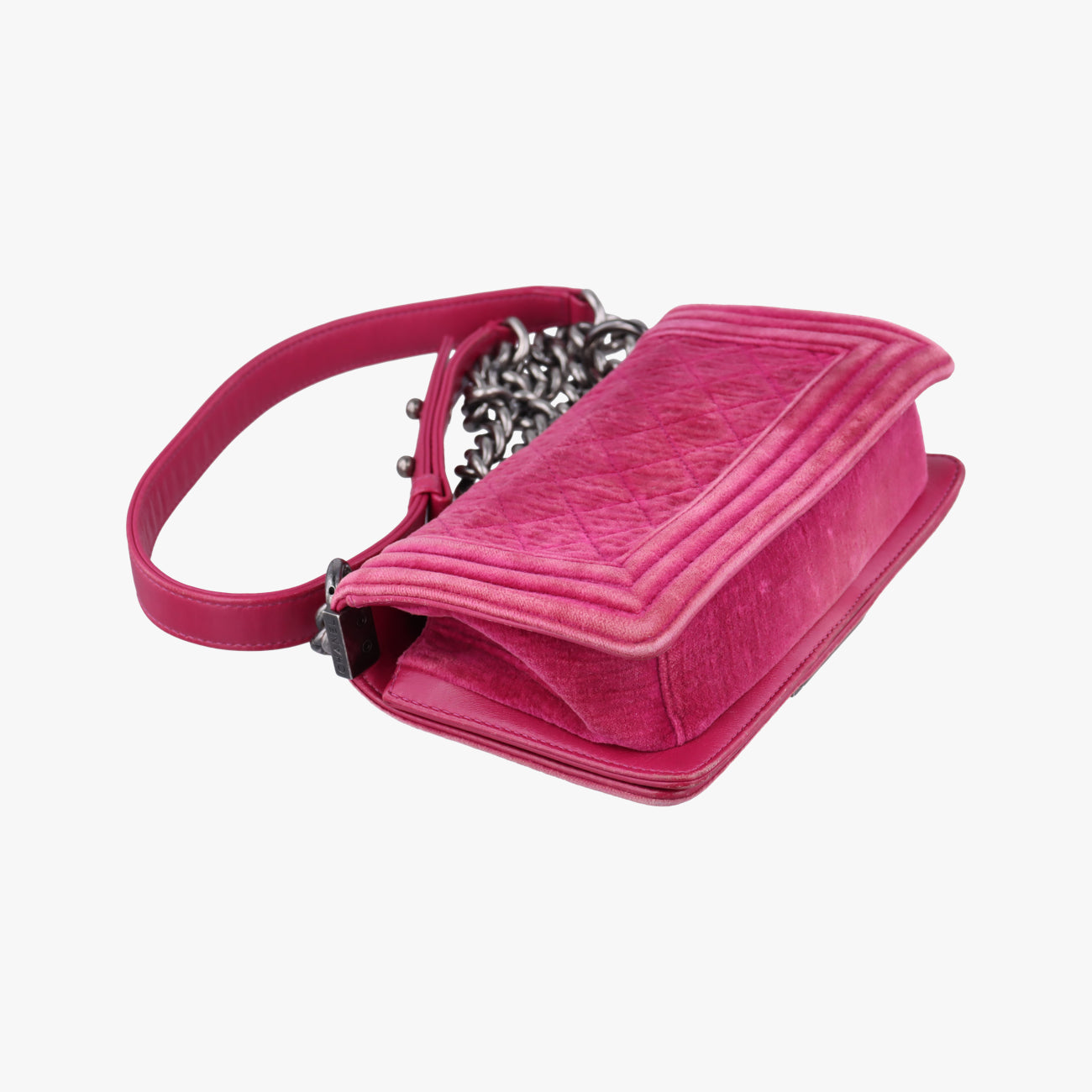 Pre-owned Chanel BOY CHANEL Purple velour A67416 shoulderbag | stylenewstar