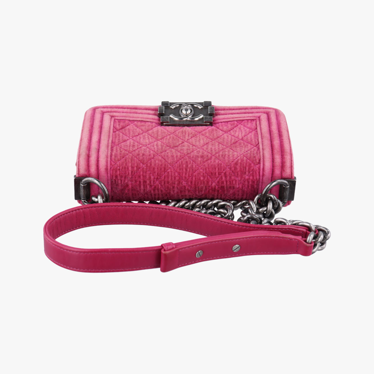 Pre-owned Chanel BOY CHANEL Purple velour A67416 shoulderbag | stylenewstar