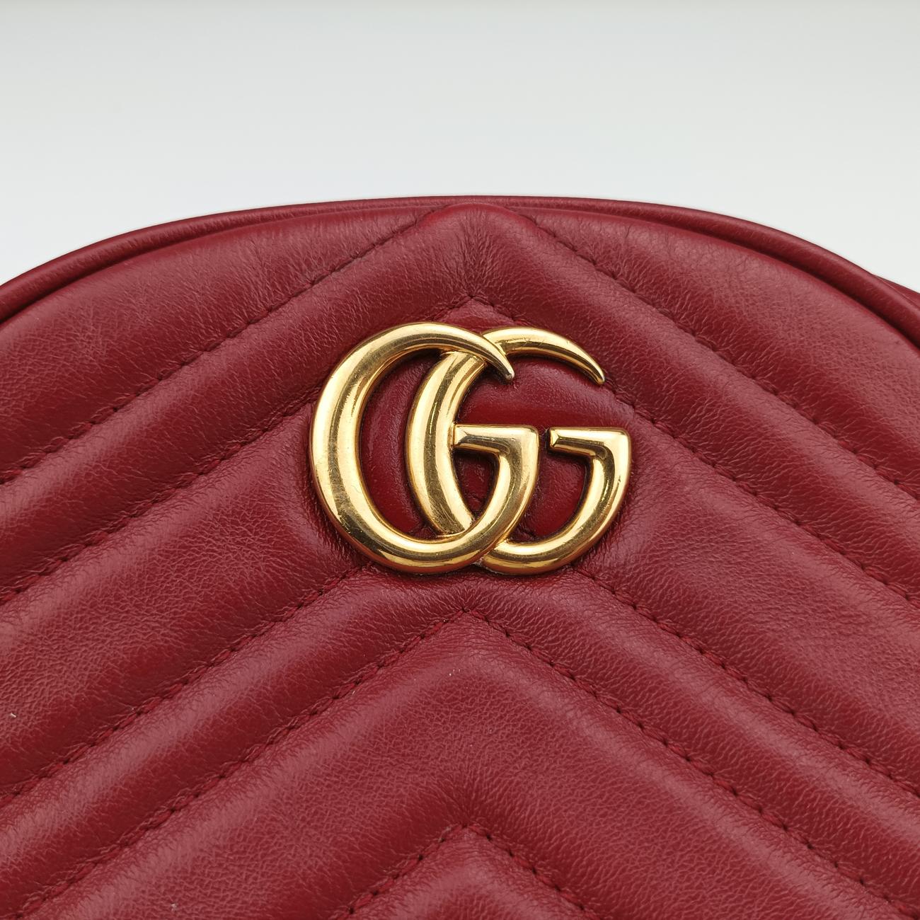 Pre-owned Gucci GG Marmont Red Leather 550154 shoulderbag | stylenewstar