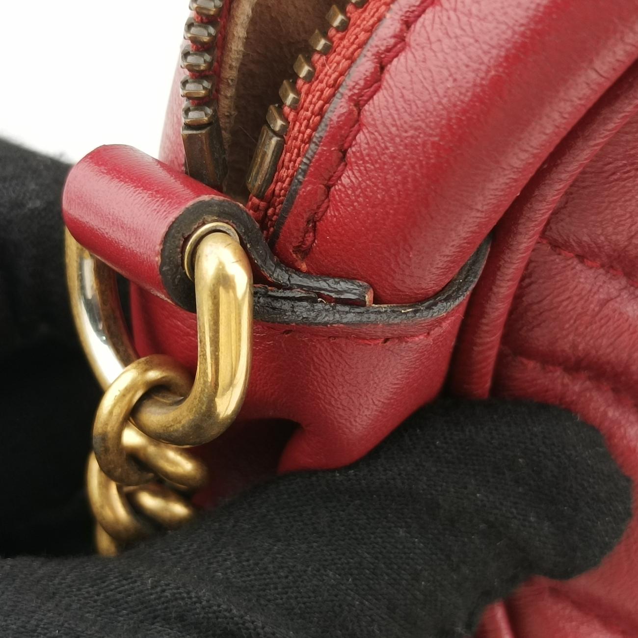 Pre-owned Gucci GG Marmont Red Leather 550154 shoulderbag | stylenewstar