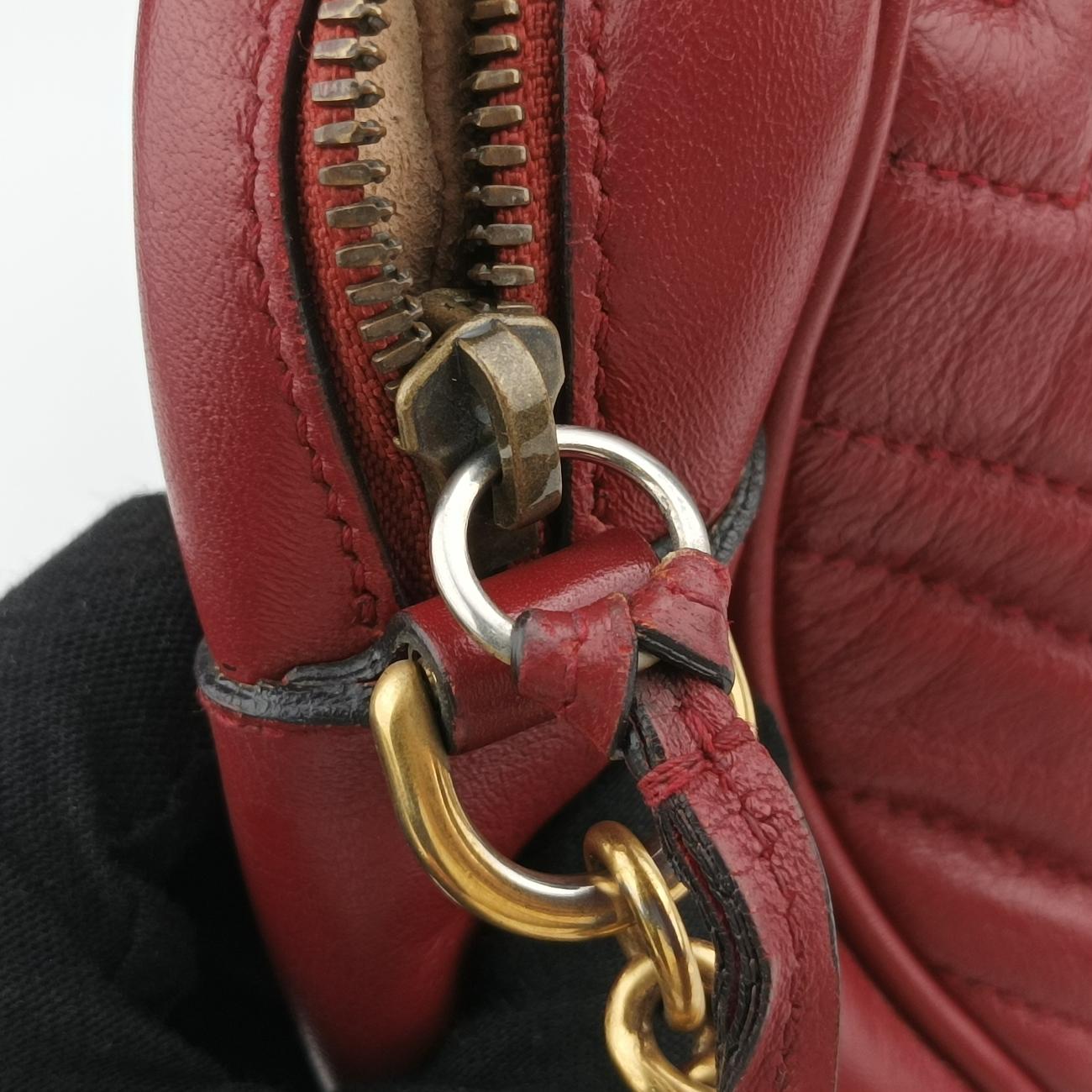 Pre-owned Gucci GG Marmont Red Leather 550154 shoulderbag | stylenewstar