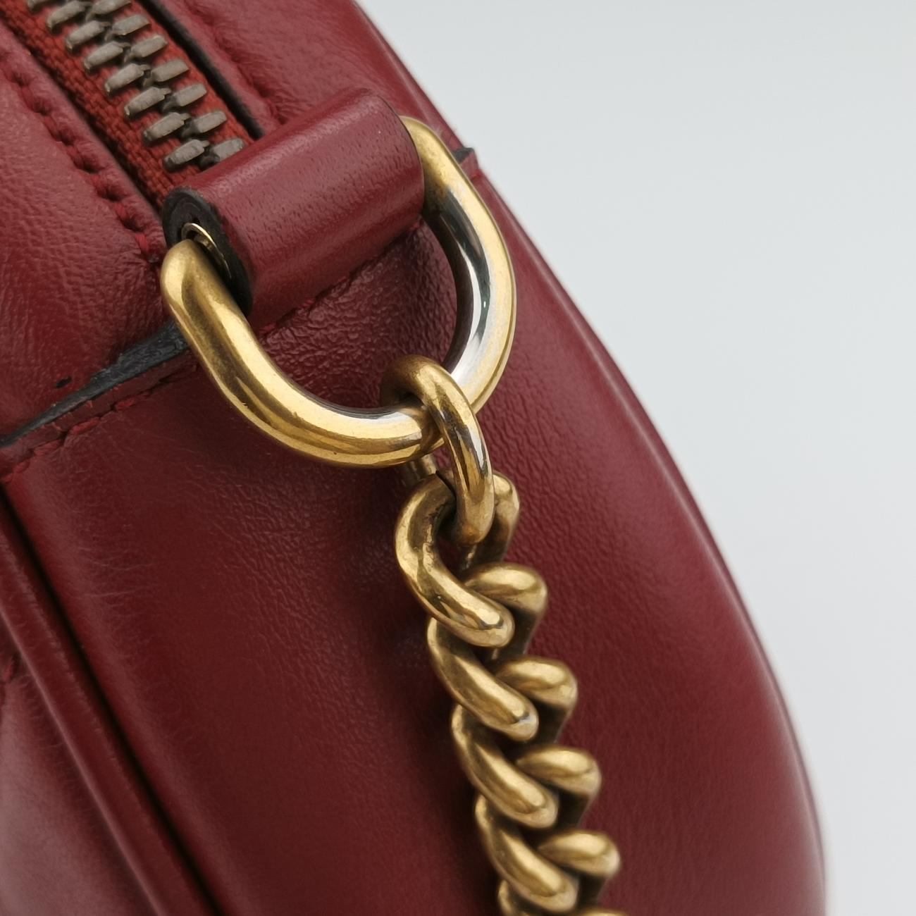 Pre-owned Gucci GG Marmont Red Leather 550154 shoulderbag | stylenewstar