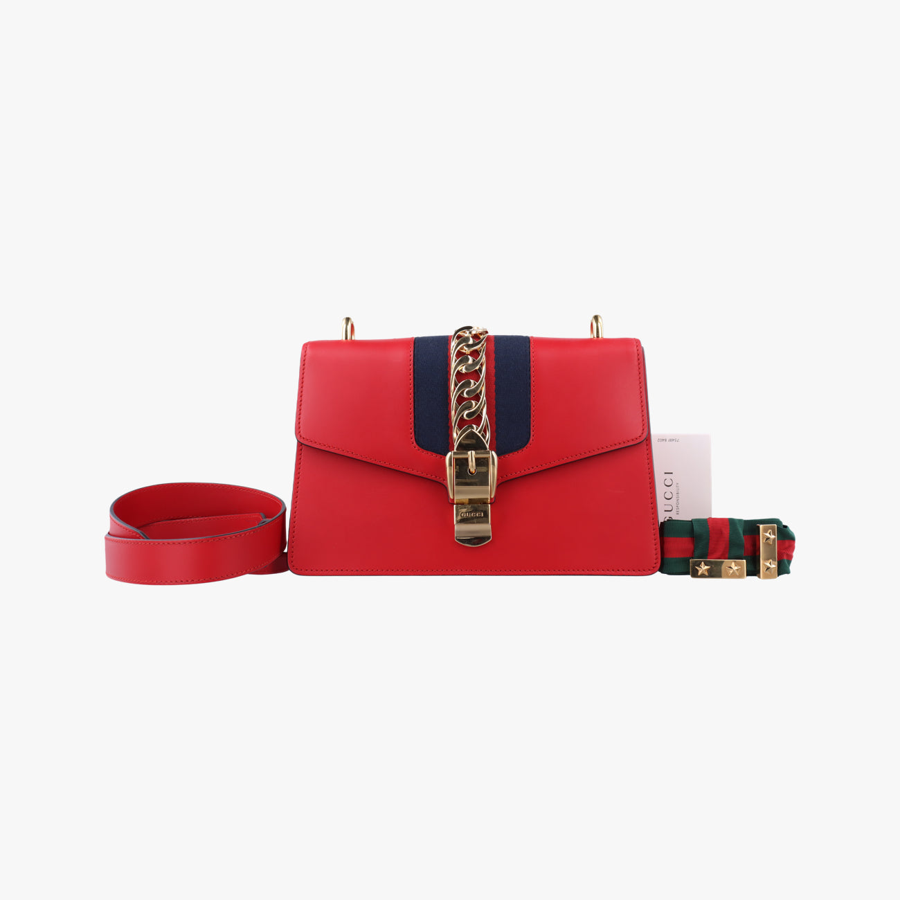 Pre-owned Gucci Sylvie Red×Navy Leather 421882 shoulderbag | stylenewstar