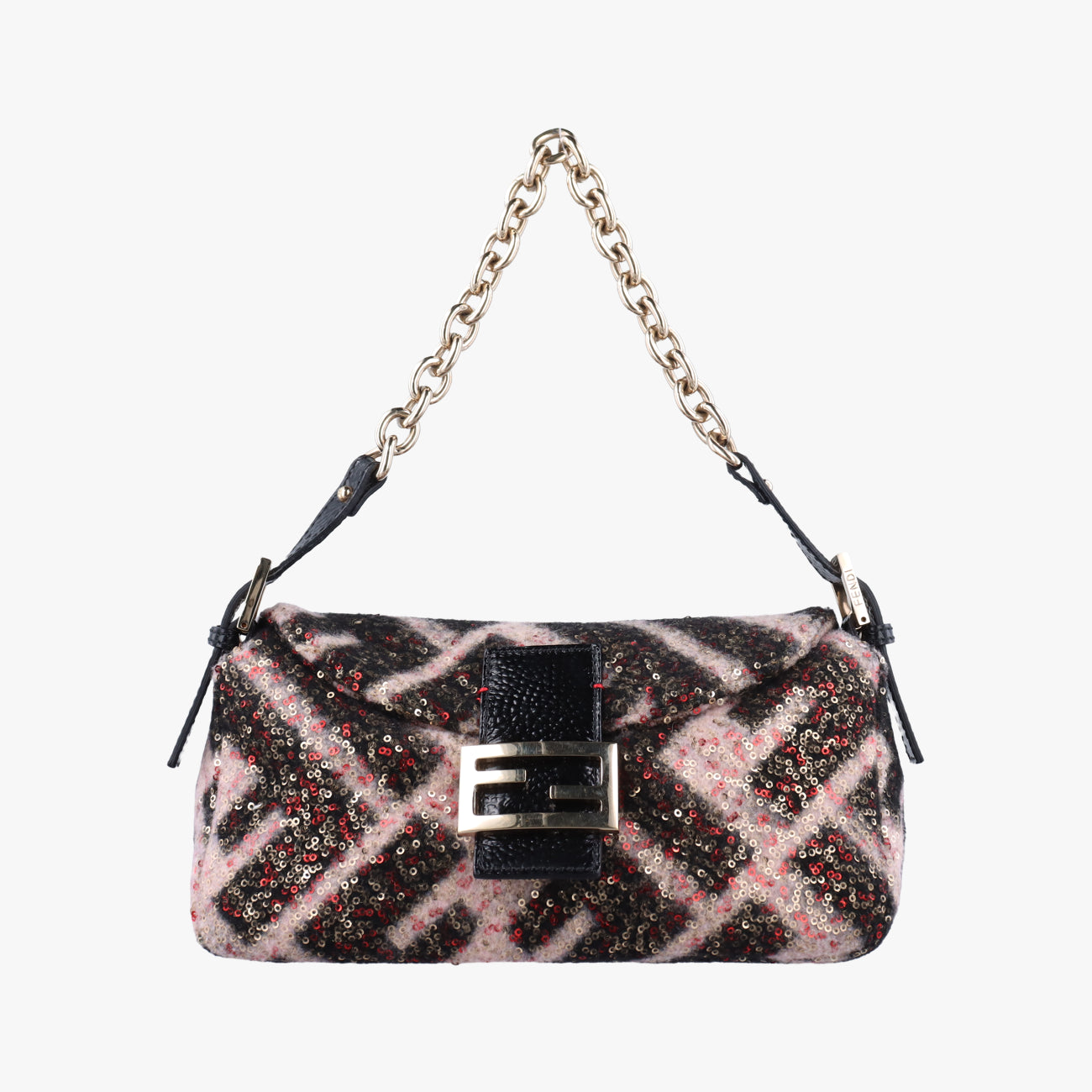 Pre-owned Fendi Zucchino Baguette Multicolour sequins 8BR003 shoulderbag | stylenewstar