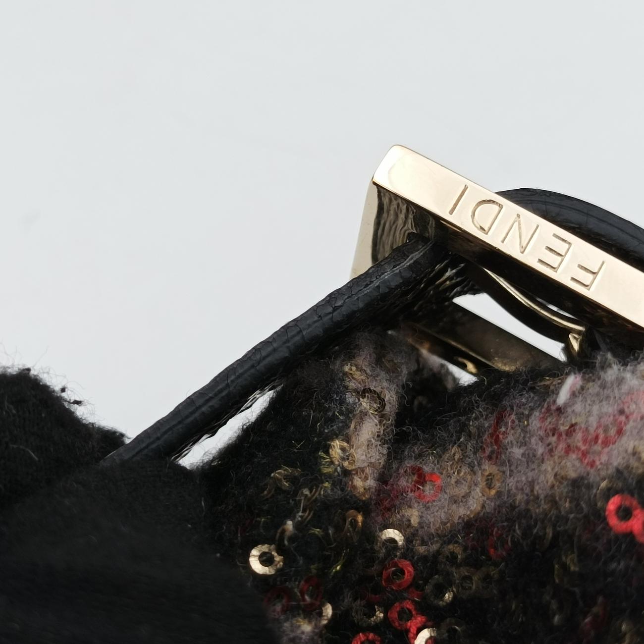 Pre-owned Fendi Zucchino Baguette Multicolour sequins 8BR003 shoulderbag | stylenewstar