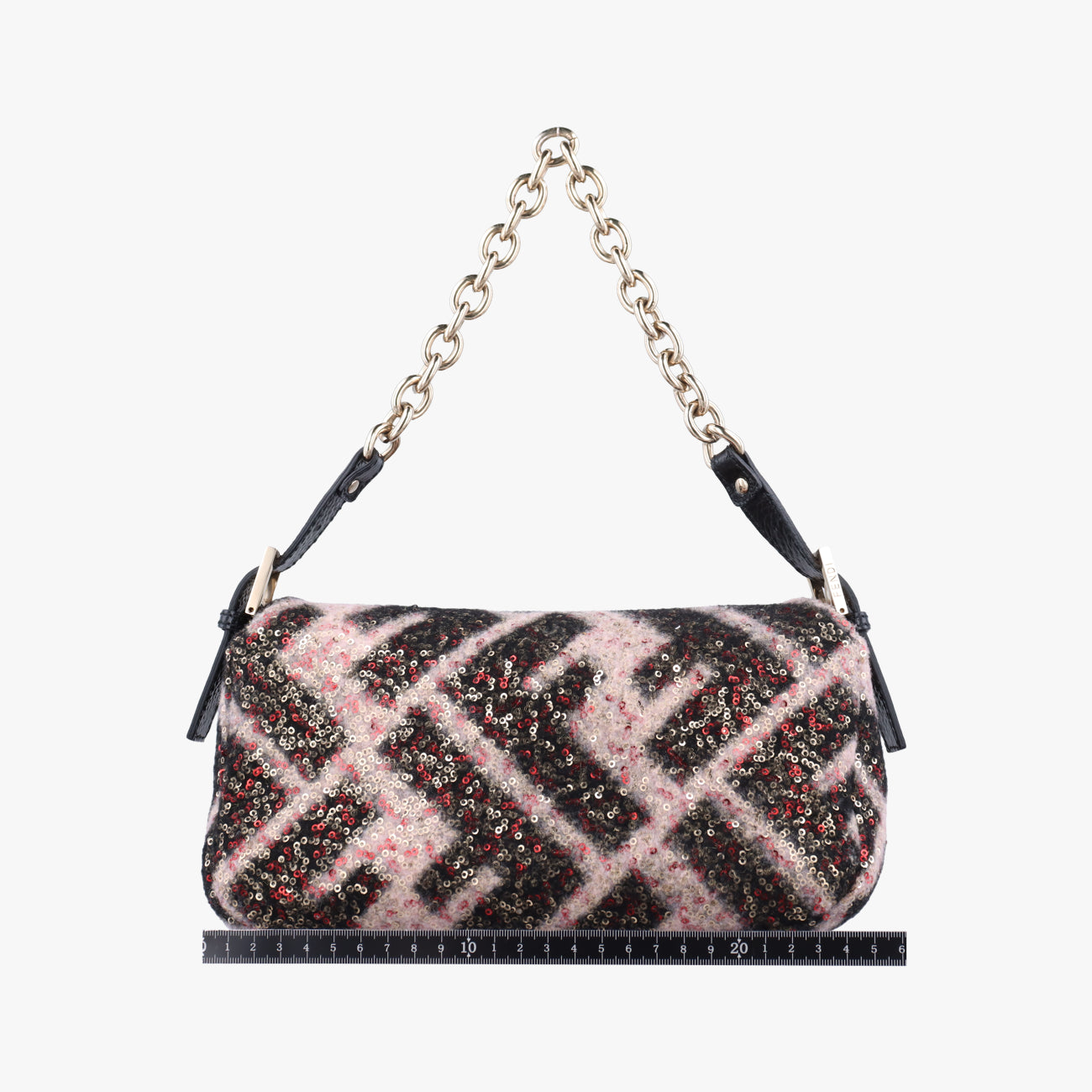 Pre-owned Fendi Zucchino Baguette Multicolour sequins 8BR003 shoulderbag | stylenewstar