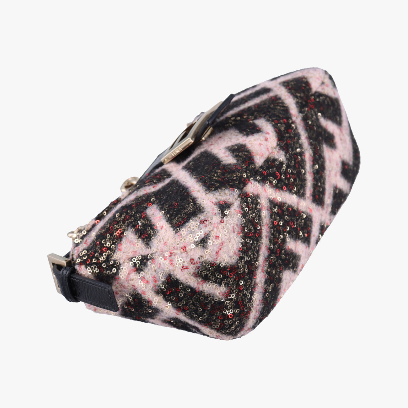 Pre-owned Fendi Zucchino Baguette Multicolour sequins 8BR003 shoulderbag | stylenewstar