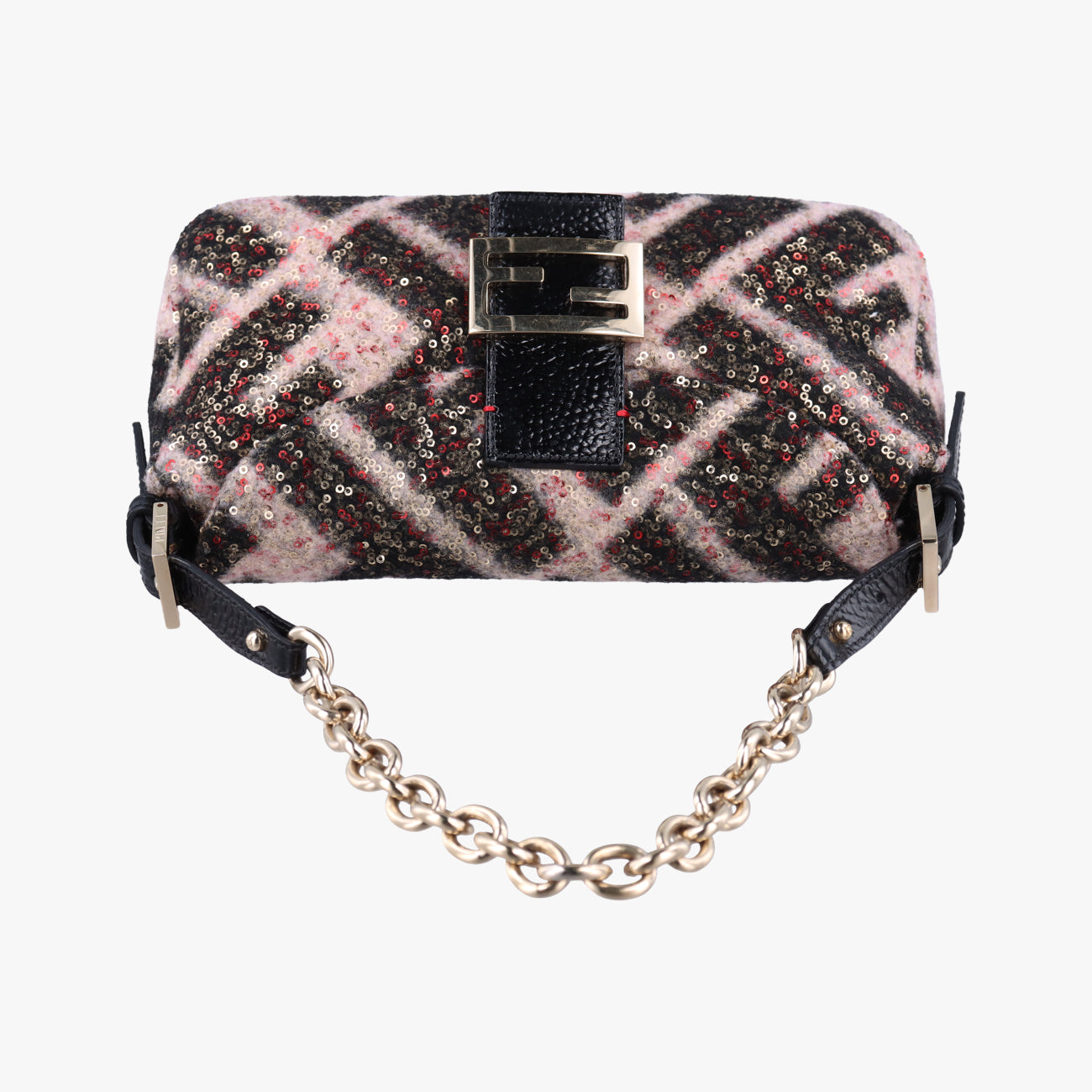 Pre-owned Fendi Zucchino Baguette Multicolour sequins 8BR003 shoulderbag | stylenewstar