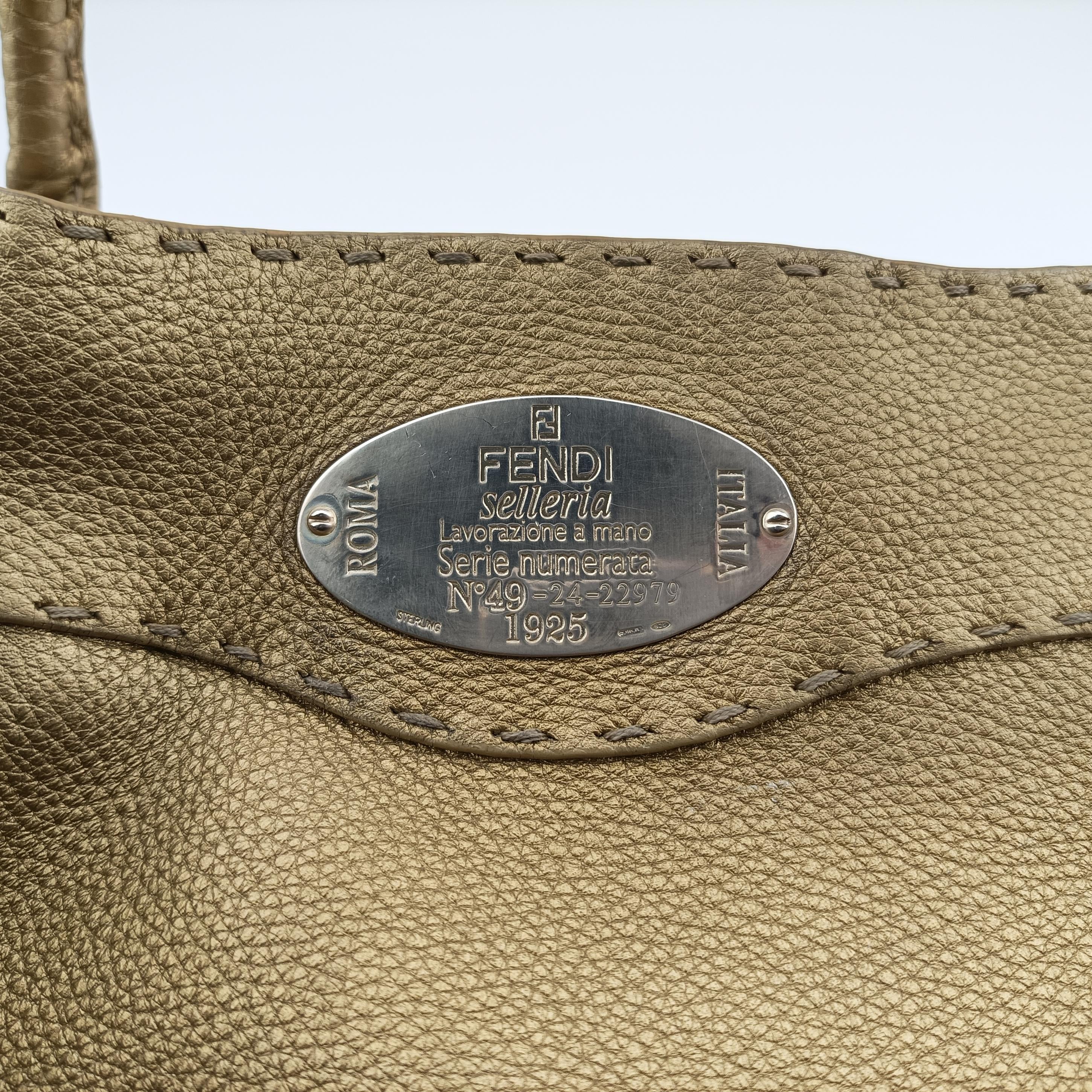 Pre-owned Fendi Selleria Golden Leather 8BR489 shoulderbag | stylenewstar