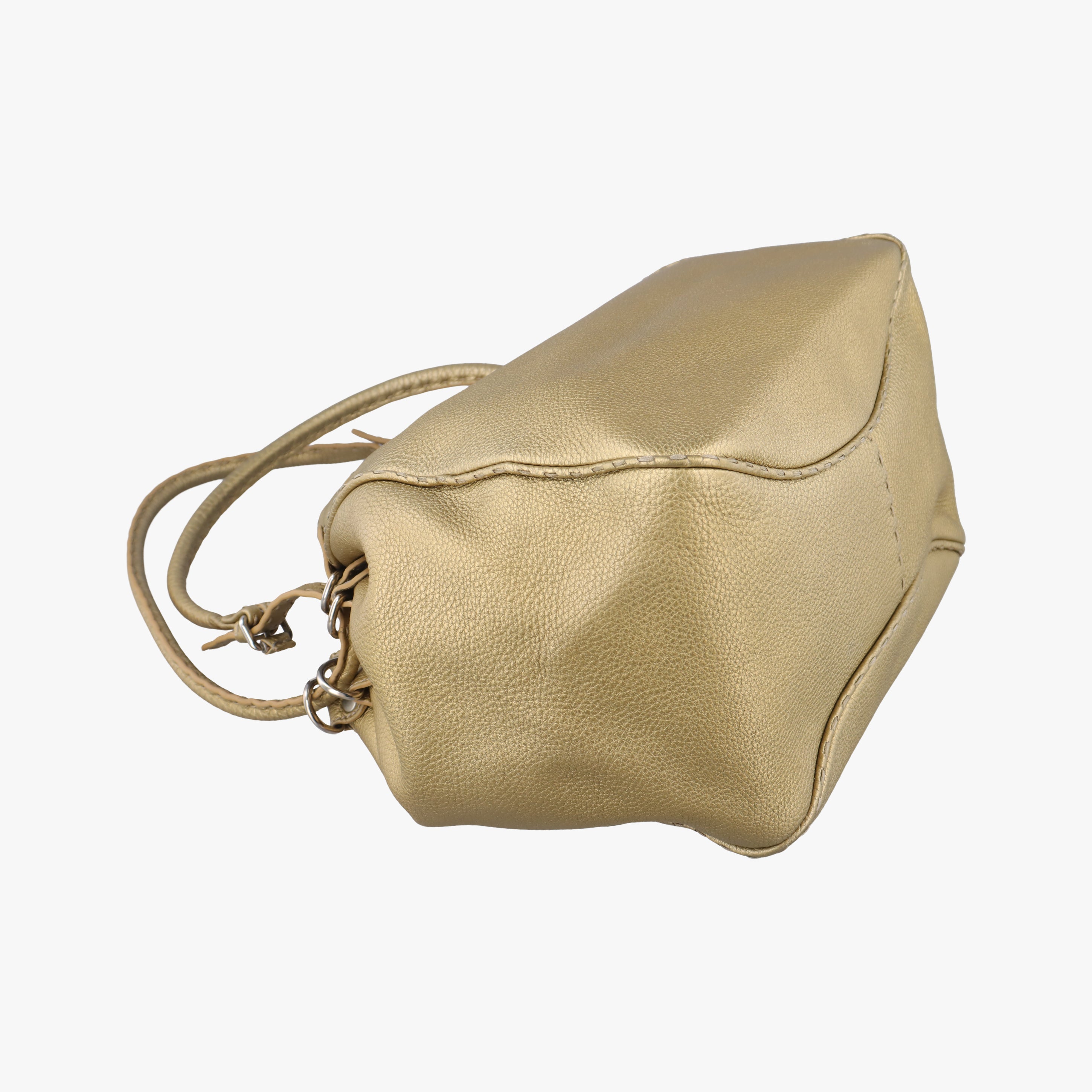 Pre-owned Fendi Selleria Golden Leather 8BR489 shoulderbag | stylenewstar