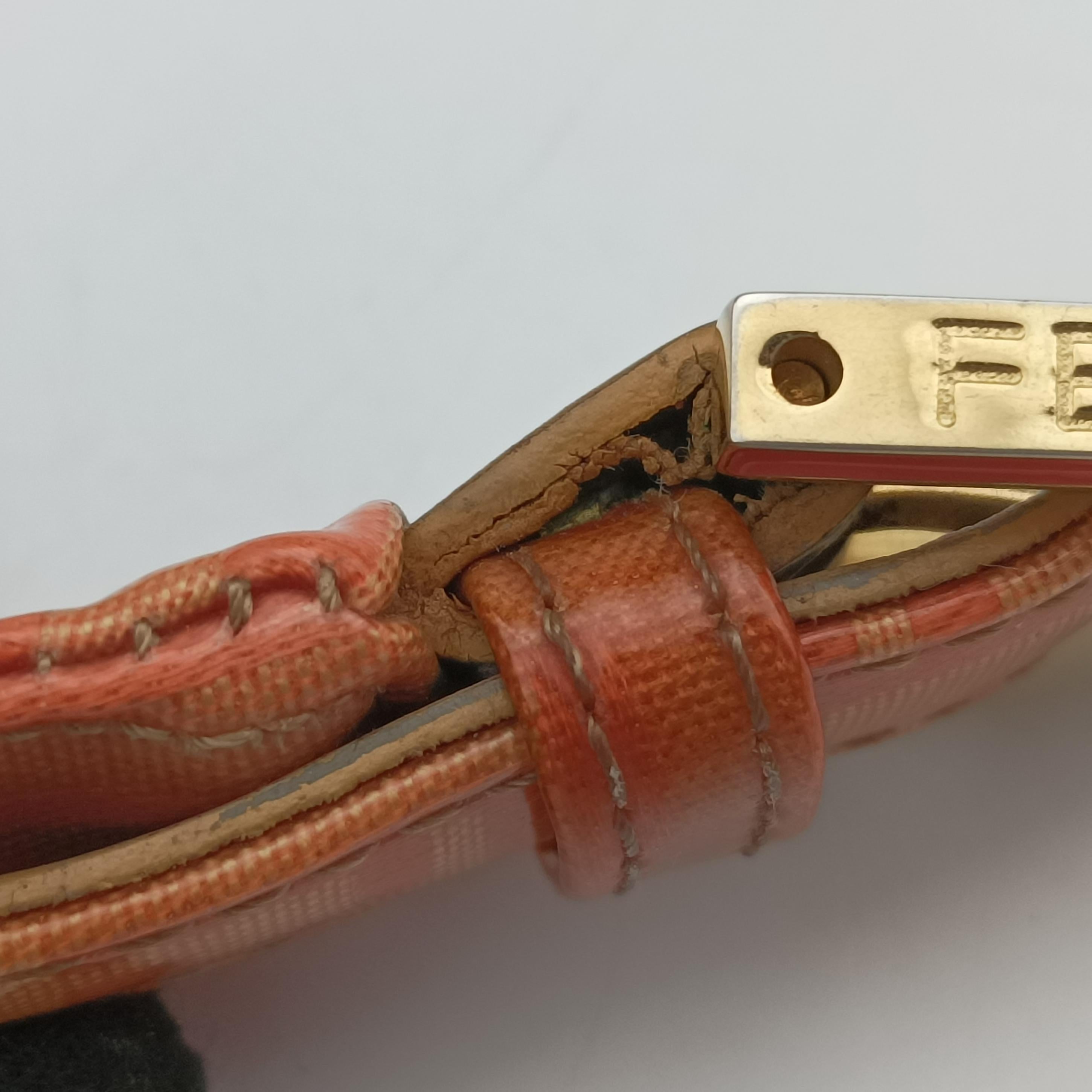 Vintage Fendi Zucca Hobo Beige x Orange x Brown Patent 26686 shoulderbag | stylenewstar