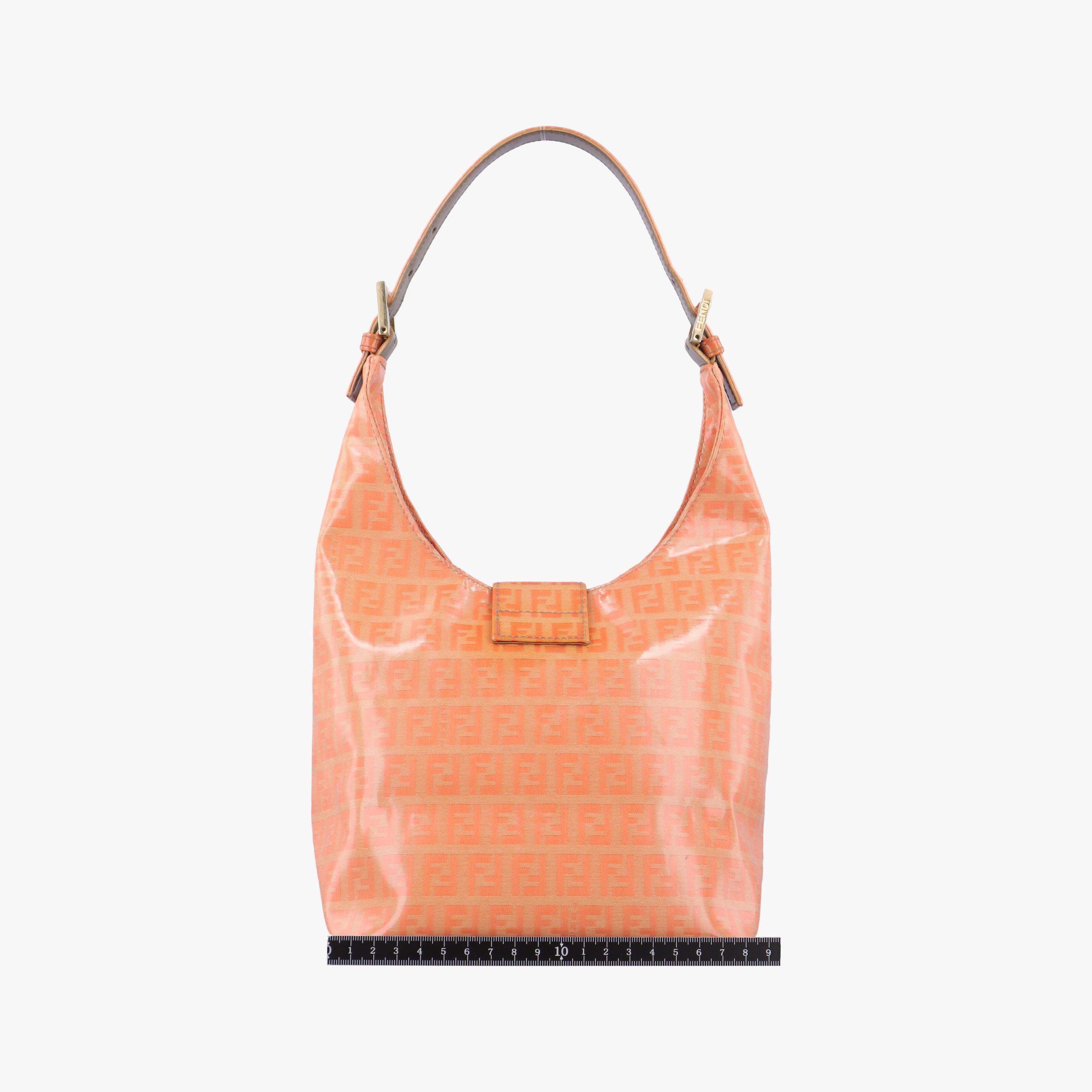 Vintage Fendi Zucca Hobo Beige x Orange x Brown Patent 26686 shoulderbag | stylenewstar