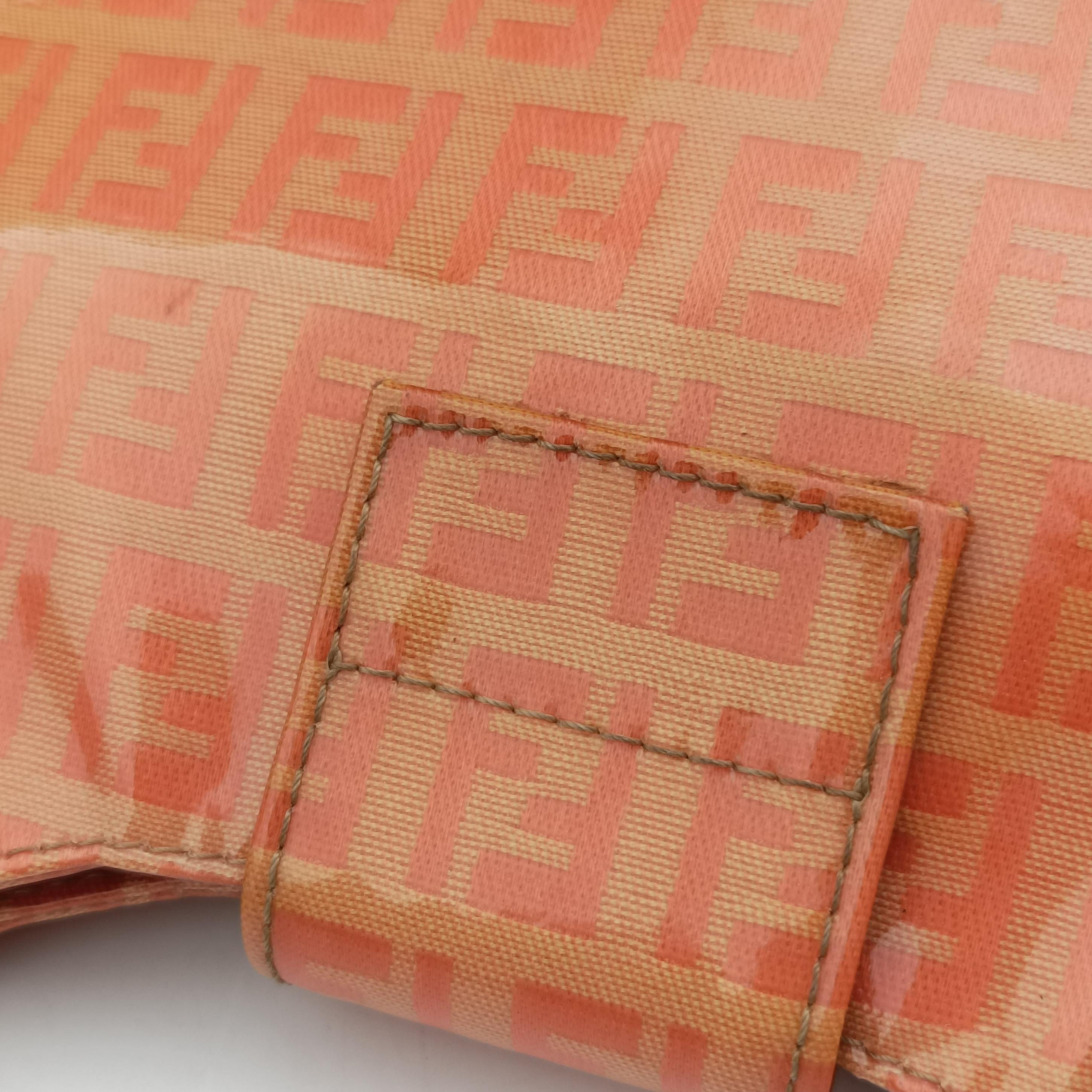 Vintage Fendi Zucca Hobo Beige x Orange x Brown Patent 26686 shoulderbag | stylenewstar