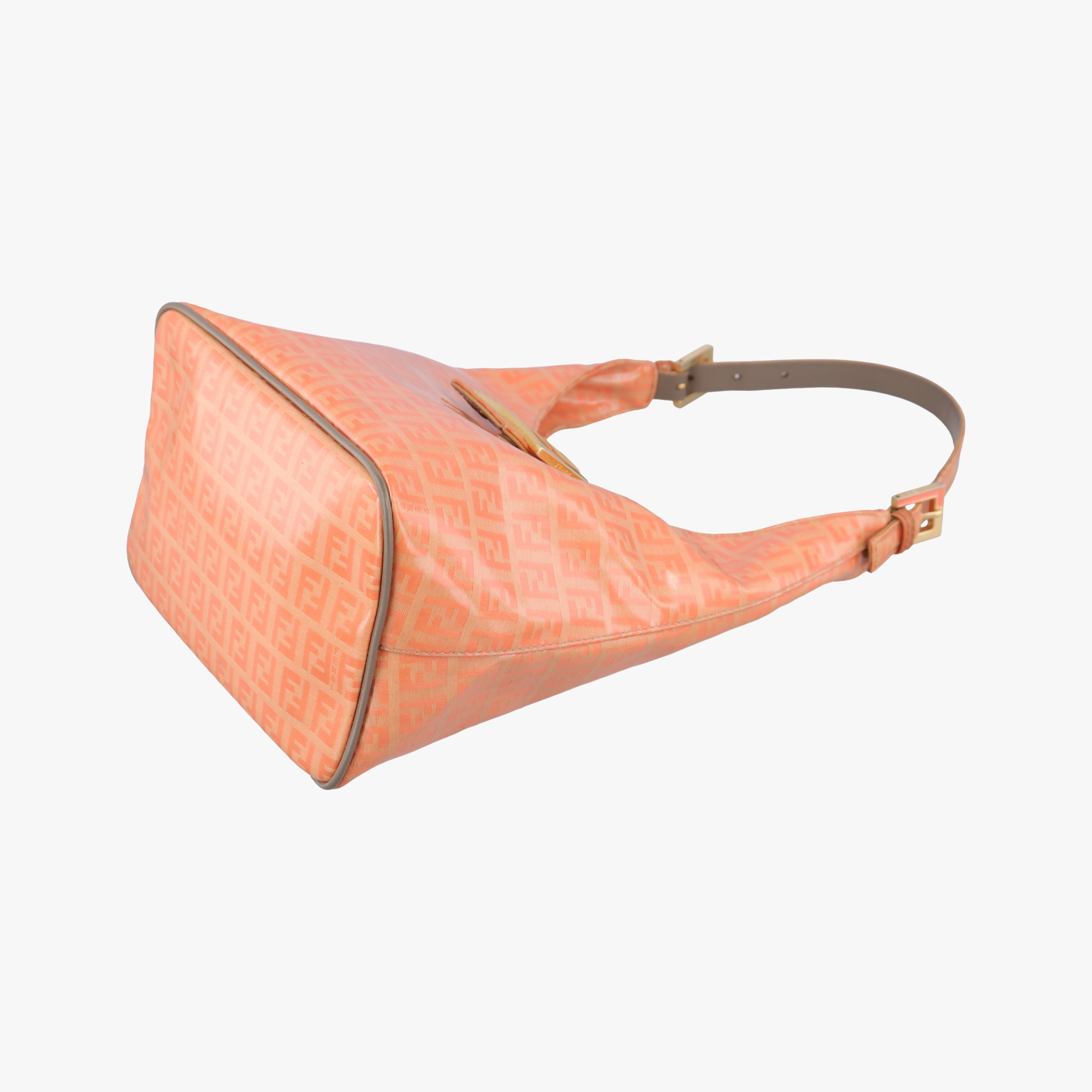 Vintage Fendi Zucca Hobo Beige x Orange x Brown Patent 26686 shoulderbag | stylenewstar