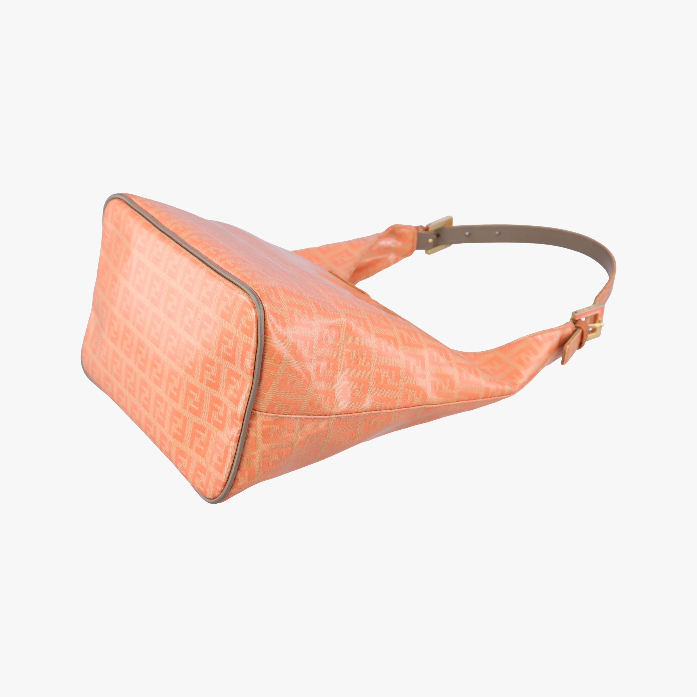 Vintage Fendi Zucca Hobo Beige x Orange x Brown Patent 26686 shoulderbag | stylenewstar