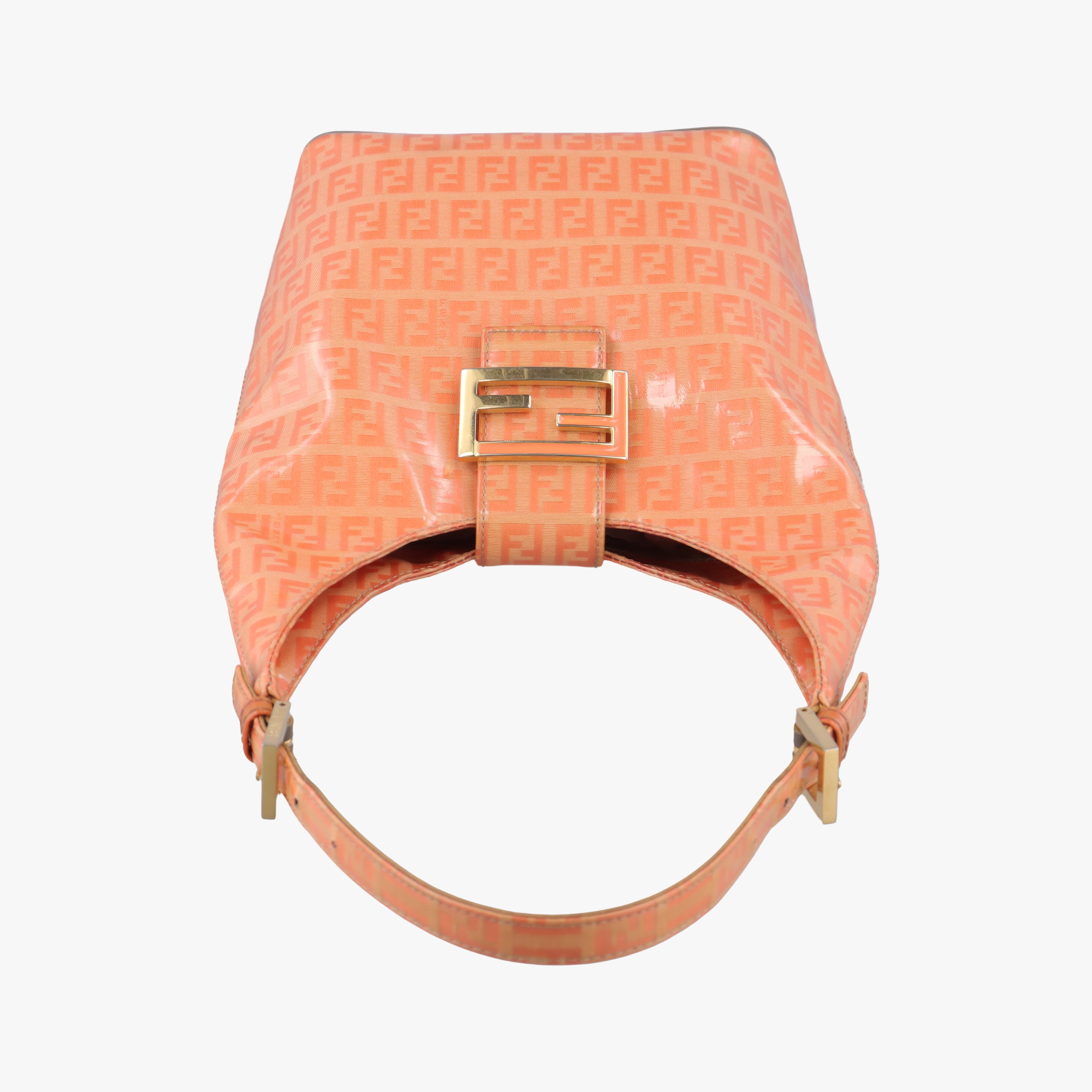 Vintage Fendi Zucca Hobo Beige x Orange x Brown Patent 26686 shoulderbag | stylenewstar