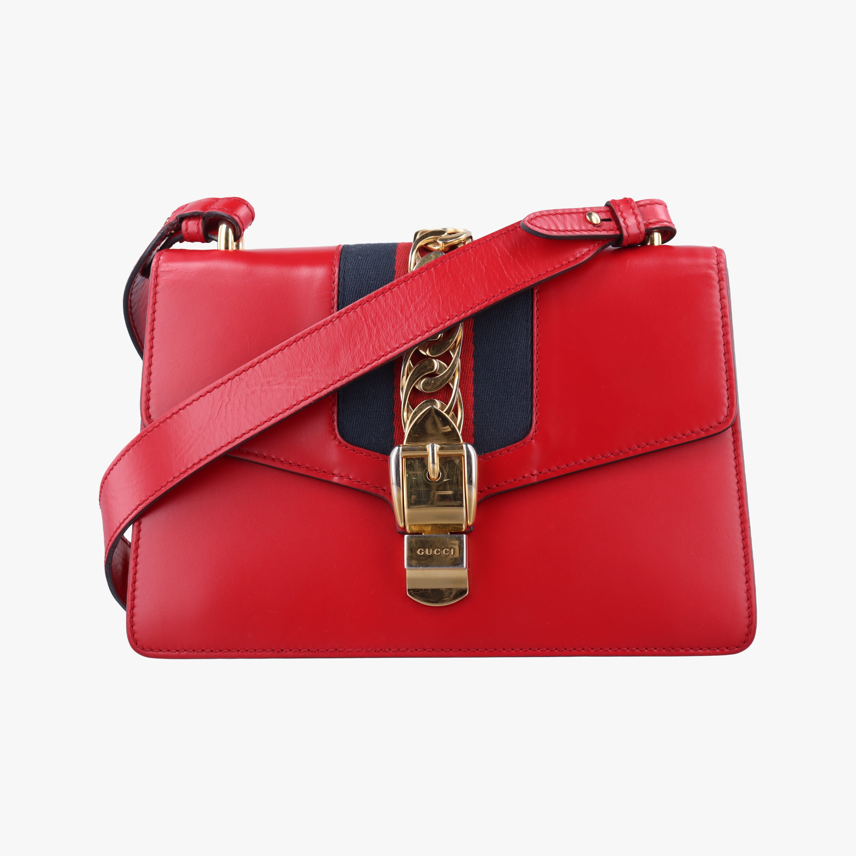 Vintage Gucci Sylvie Red×navy Leather 421882 shoulderbag | stylenewstar