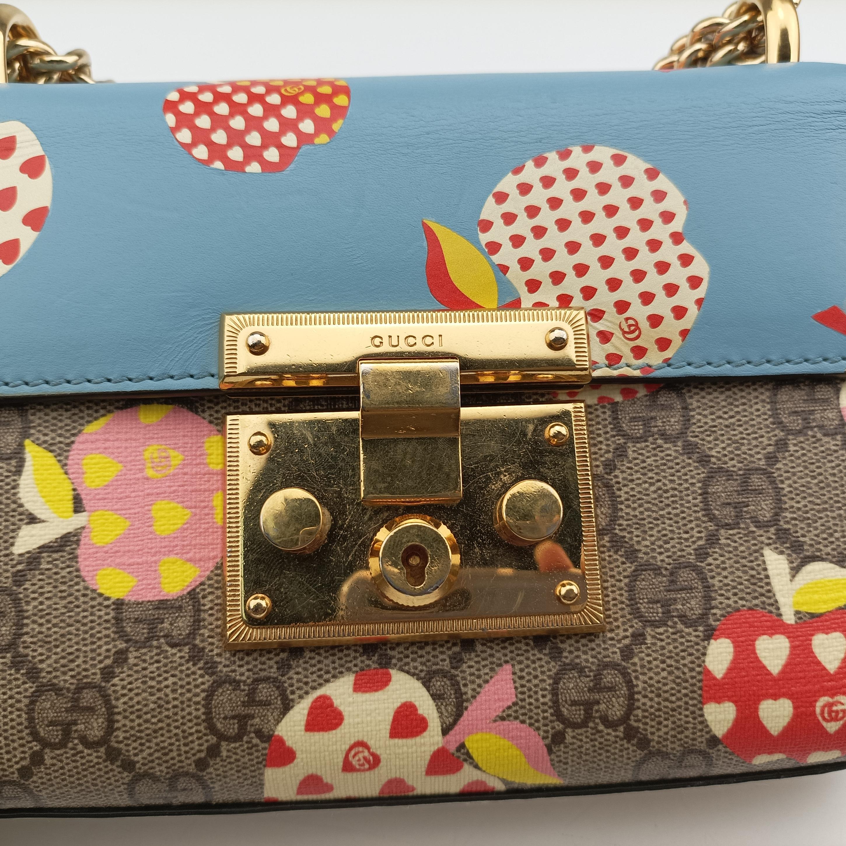 Vintage Gucci Padlock Beige x Blue x Multicolor PVC coated canvas 409487 shoulderbag | stylenewstar