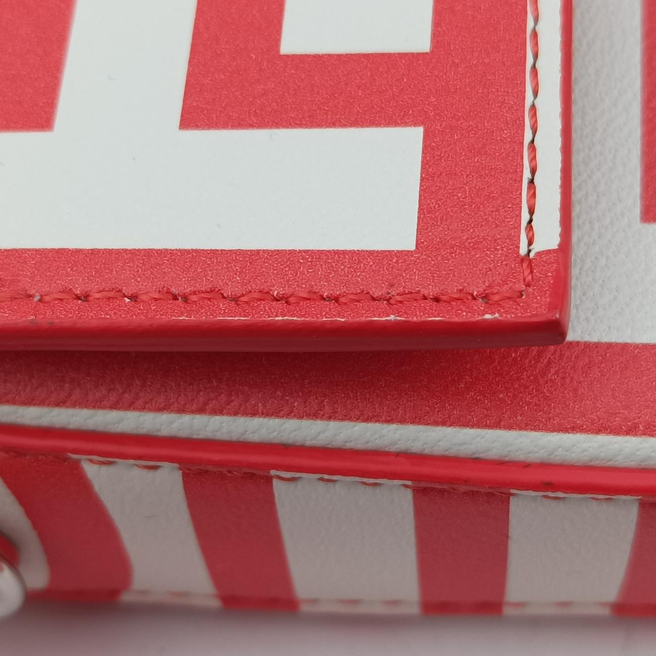 Pre-owned Fendi BAGUETTE Red×white Leather 7AS142 shoulderbag | stylenewstar