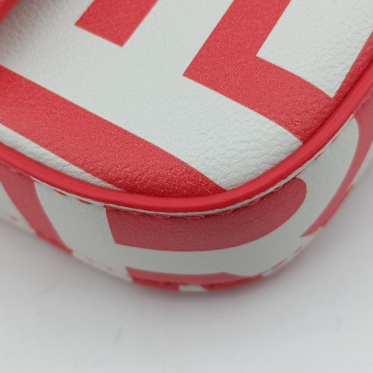 Pre-owned Fendi BAGUETTE Red×white Leather 7AS142 shoulderbag | stylenewstar