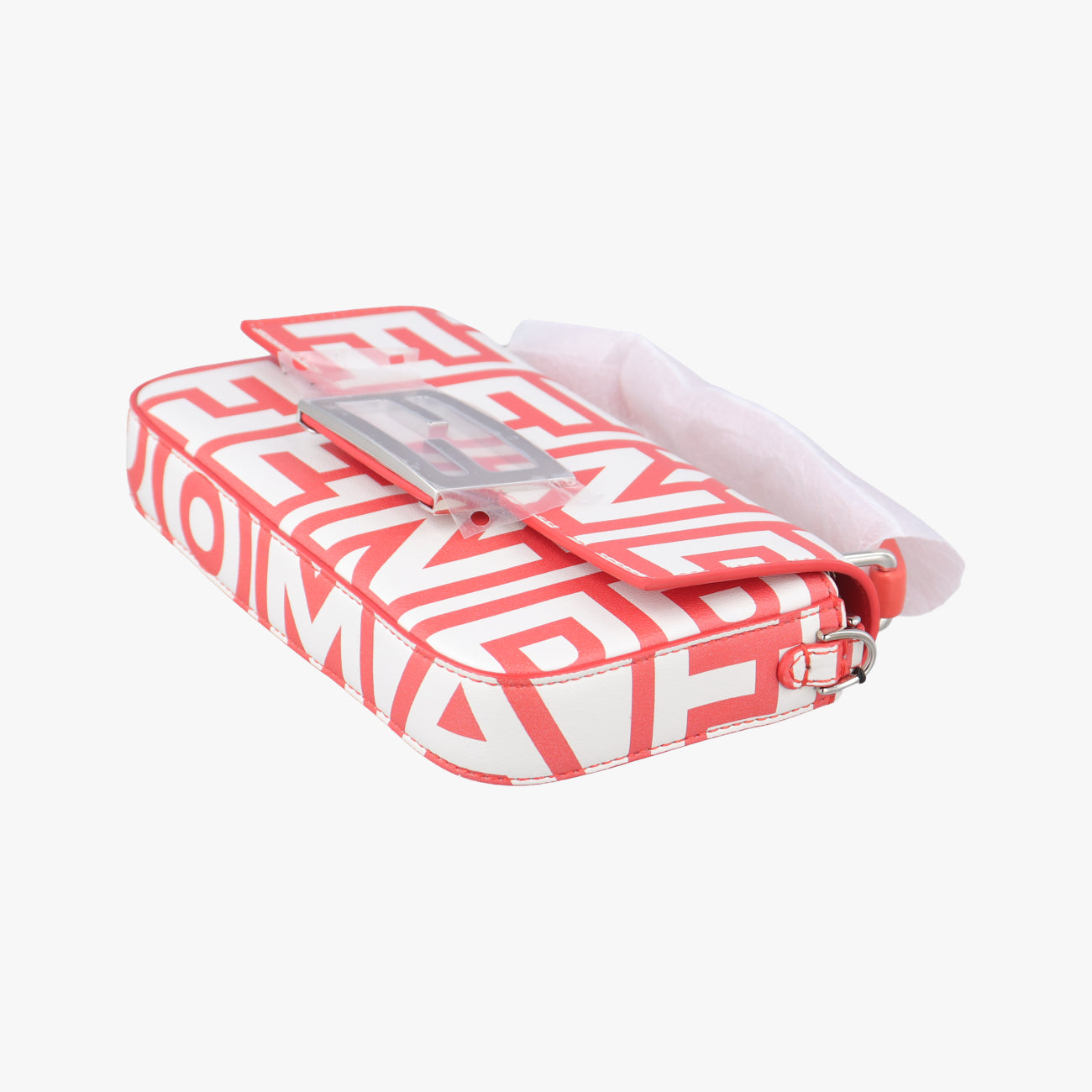 Pre-owned Fendi BAGUETTE Red×white Leather 7AS142 shoulderbag | stylenewstar