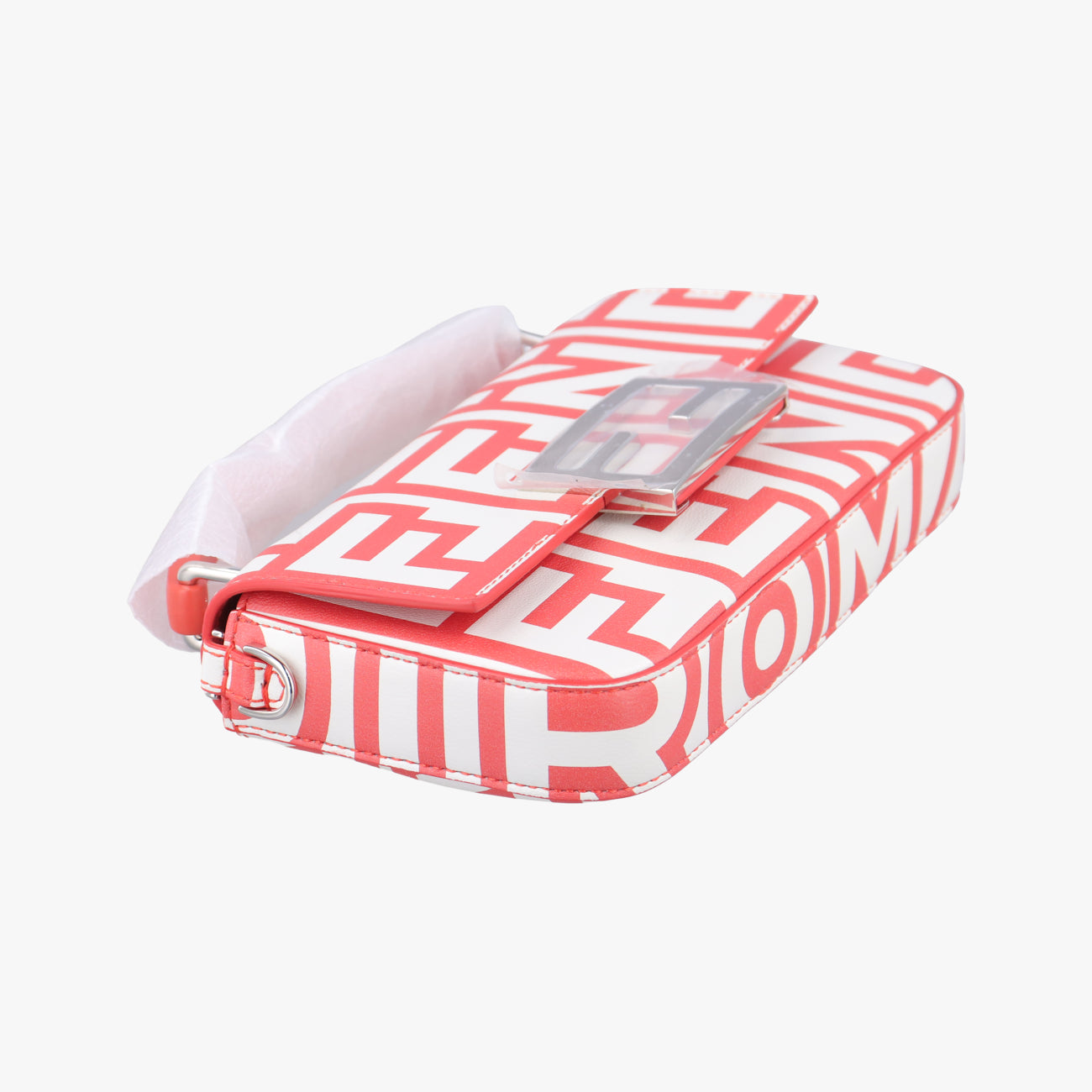 Pre-owned Fendi BAGUETTE Red×white Leather 7AS142 shoulderbag | stylenewstar