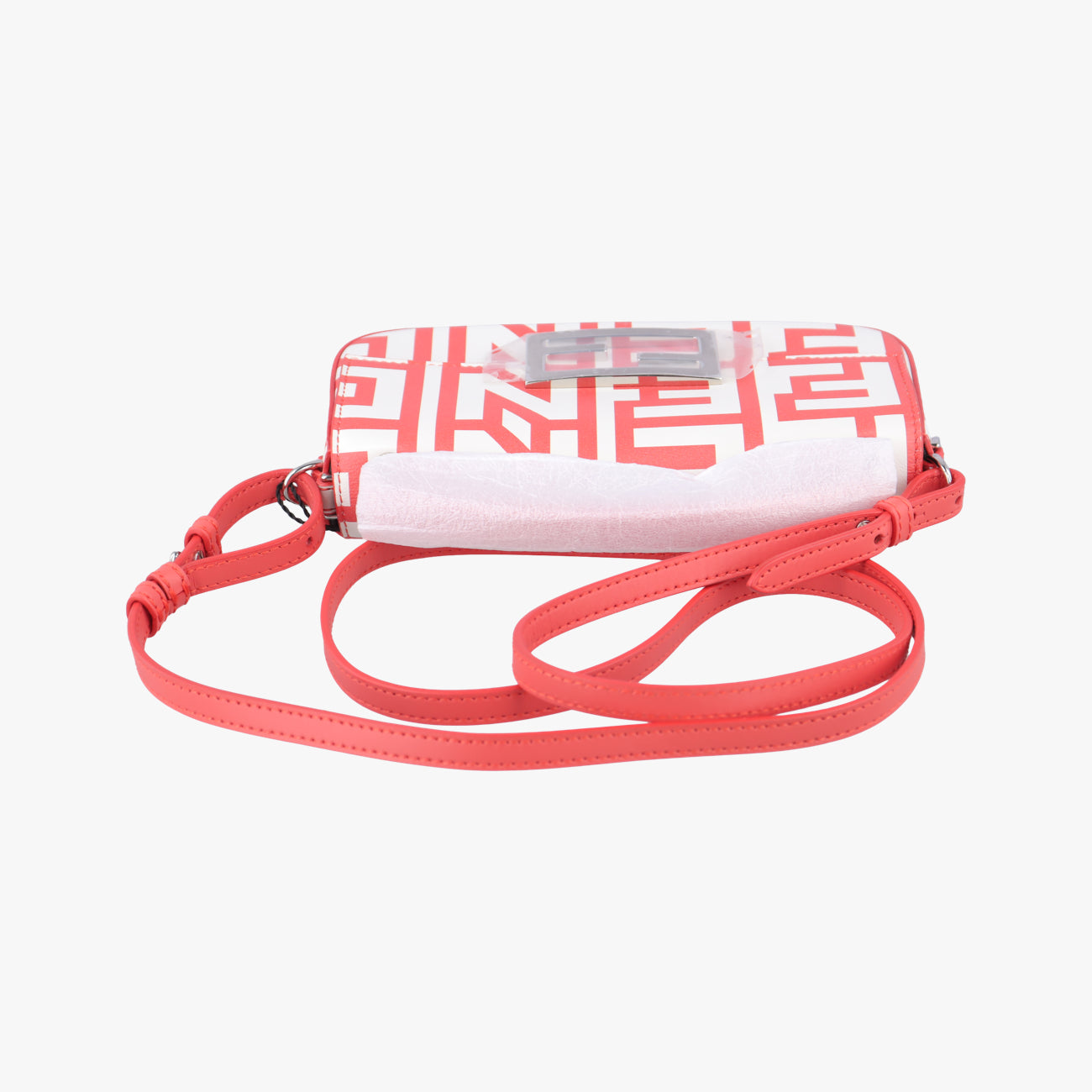 Pre-owned Fendi BAGUETTE Red×white Leather 7AS142 shoulderbag | stylenewstar