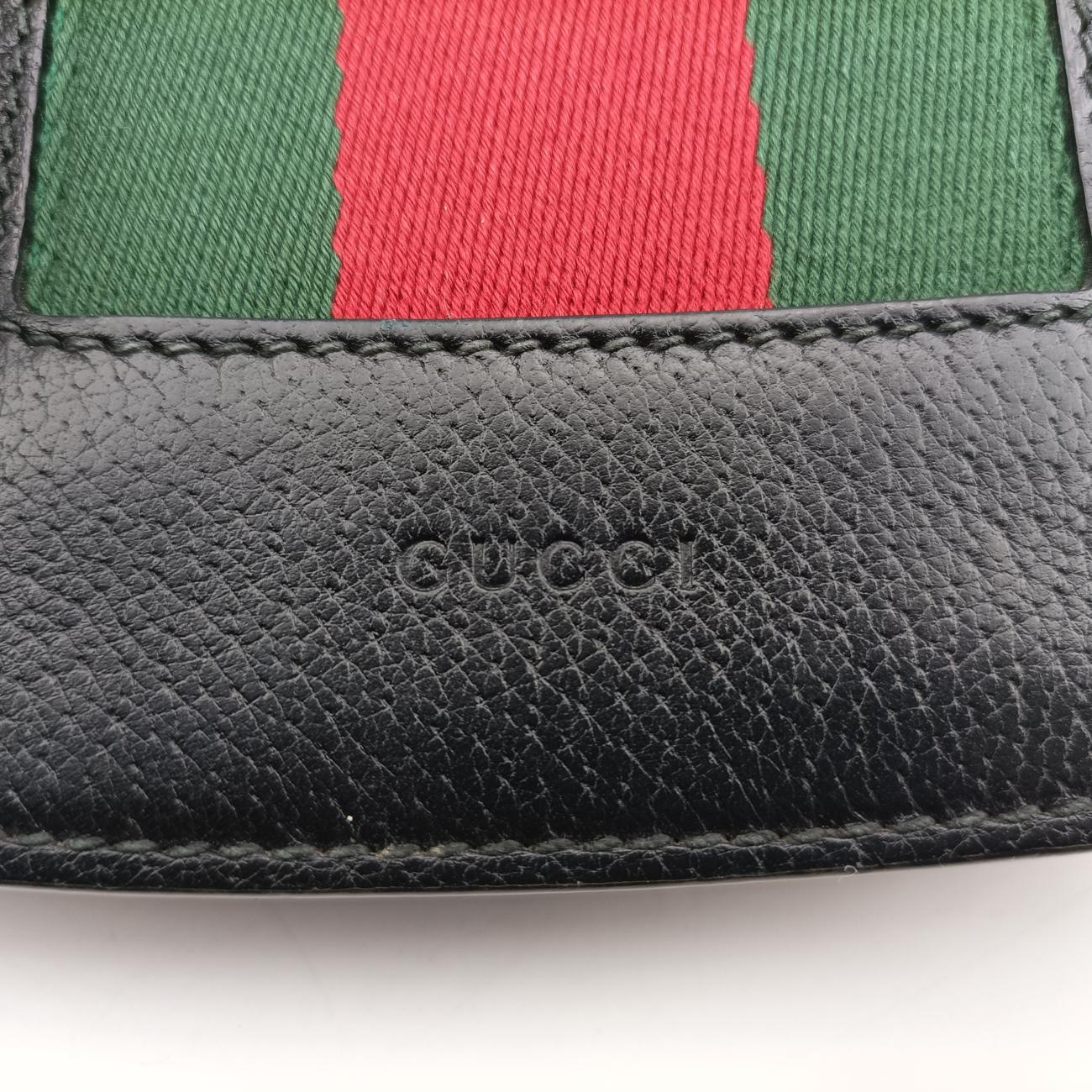 Pre-owned Gucci Web Crystal Butterfly Linea Totem Blackｘmulticolor Leather 505387 shoulderbag | stylenewstar