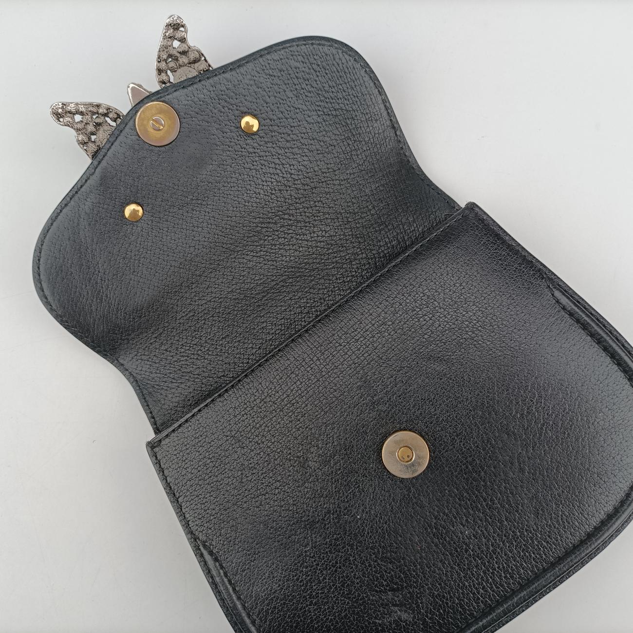 Pre-owned Gucci Web Crystal Butterfly Linea Totem Blackｘmulticolor Leather 505387 shoulderbag | stylenewstar