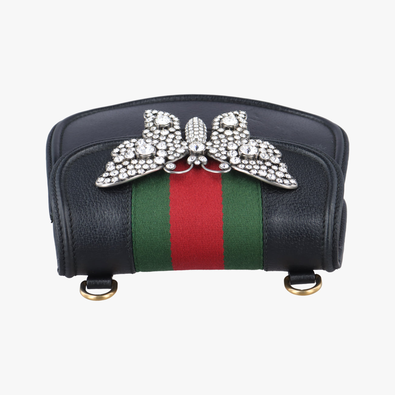 Pre-owned Gucci Web Crystal Butterfly Linea Totem Blackｘmulticolor Leather 505387 shoulderbag | stylenewstar
