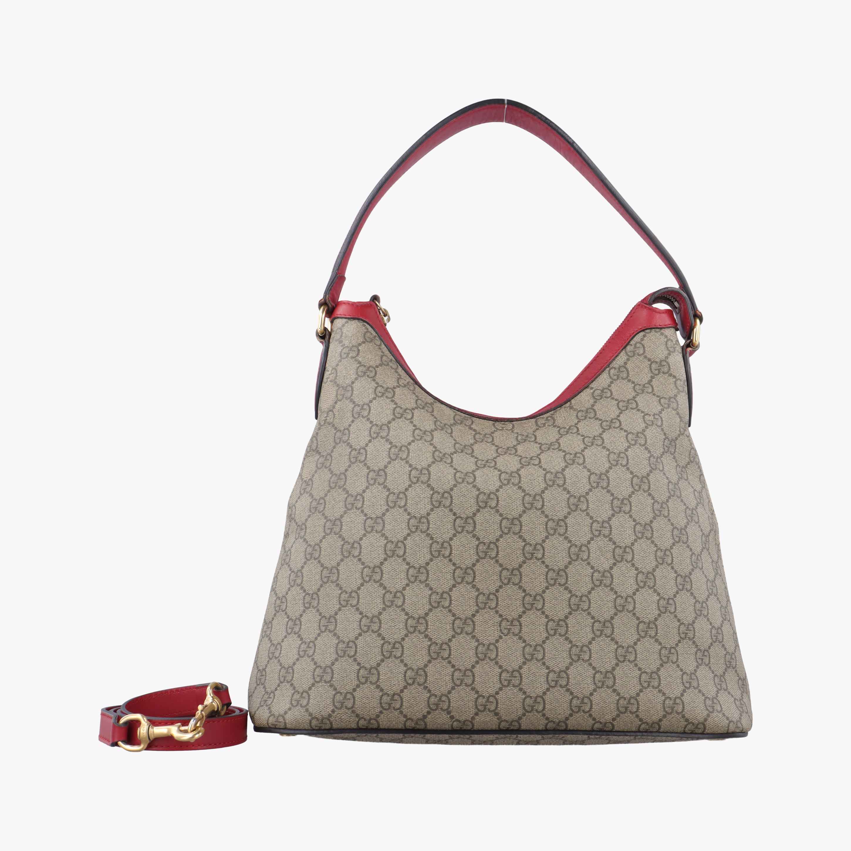 Pre-owned Gucci Guccissima Hobo Brown×Red PVC coated canvas 414930 shoulderbag | stylenewstar